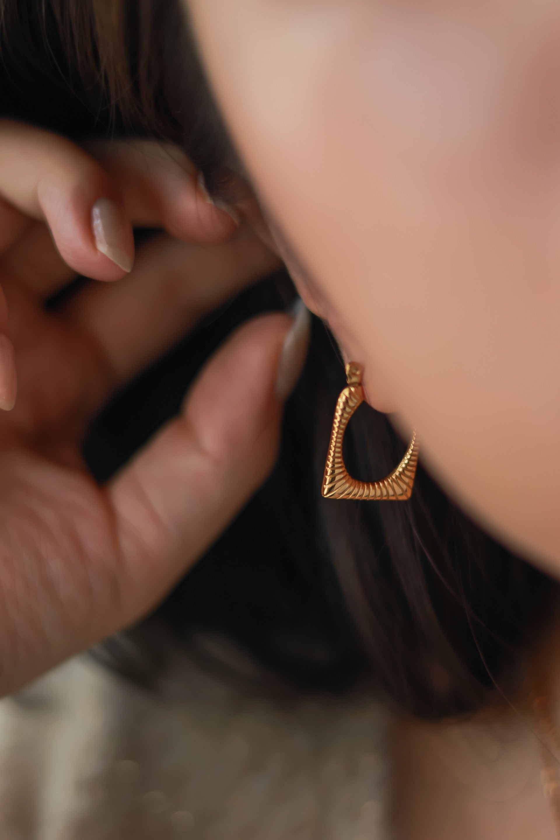 Rectangle  Gold Hoops