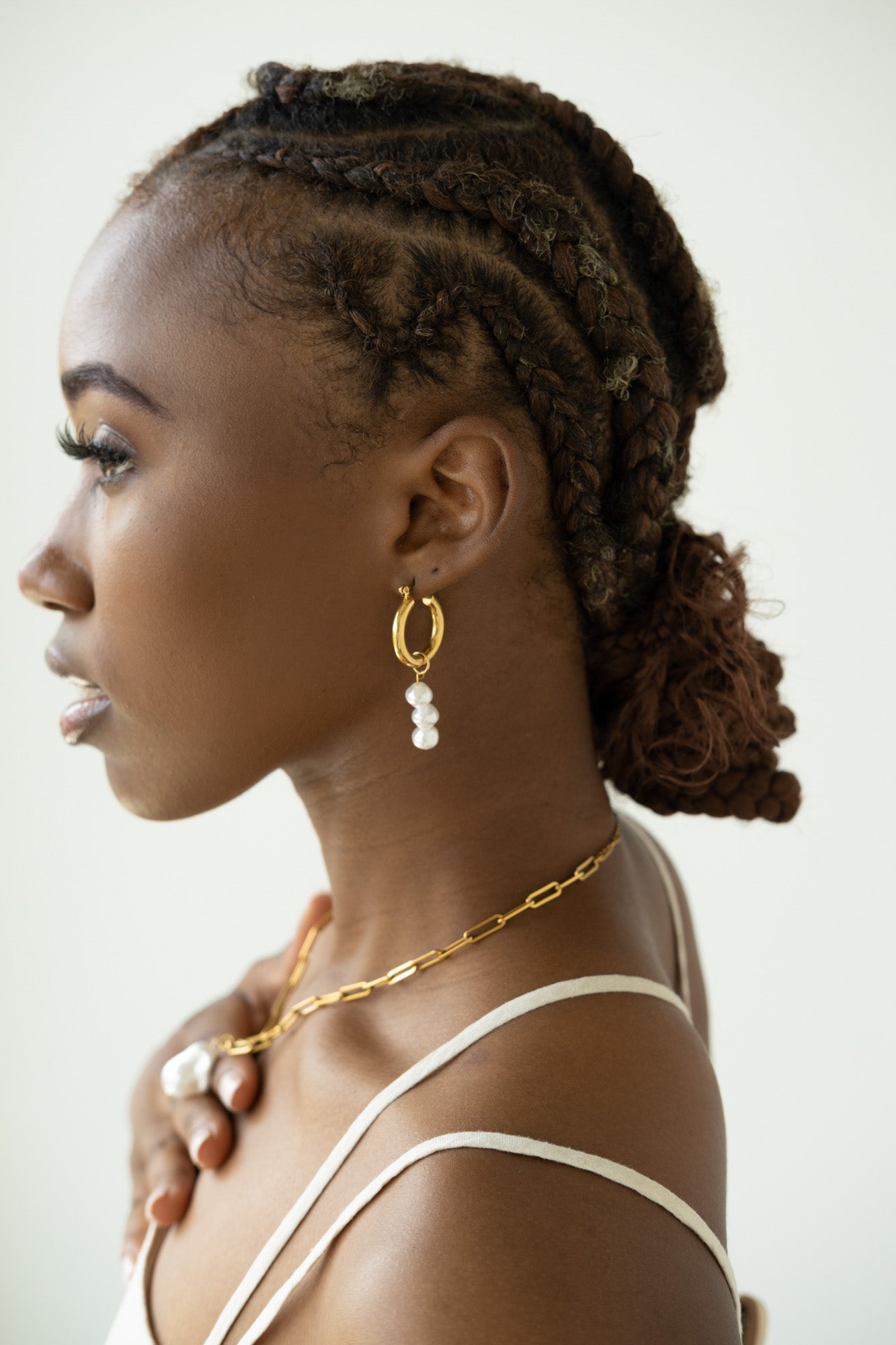 3 Pearls Drop Earrings