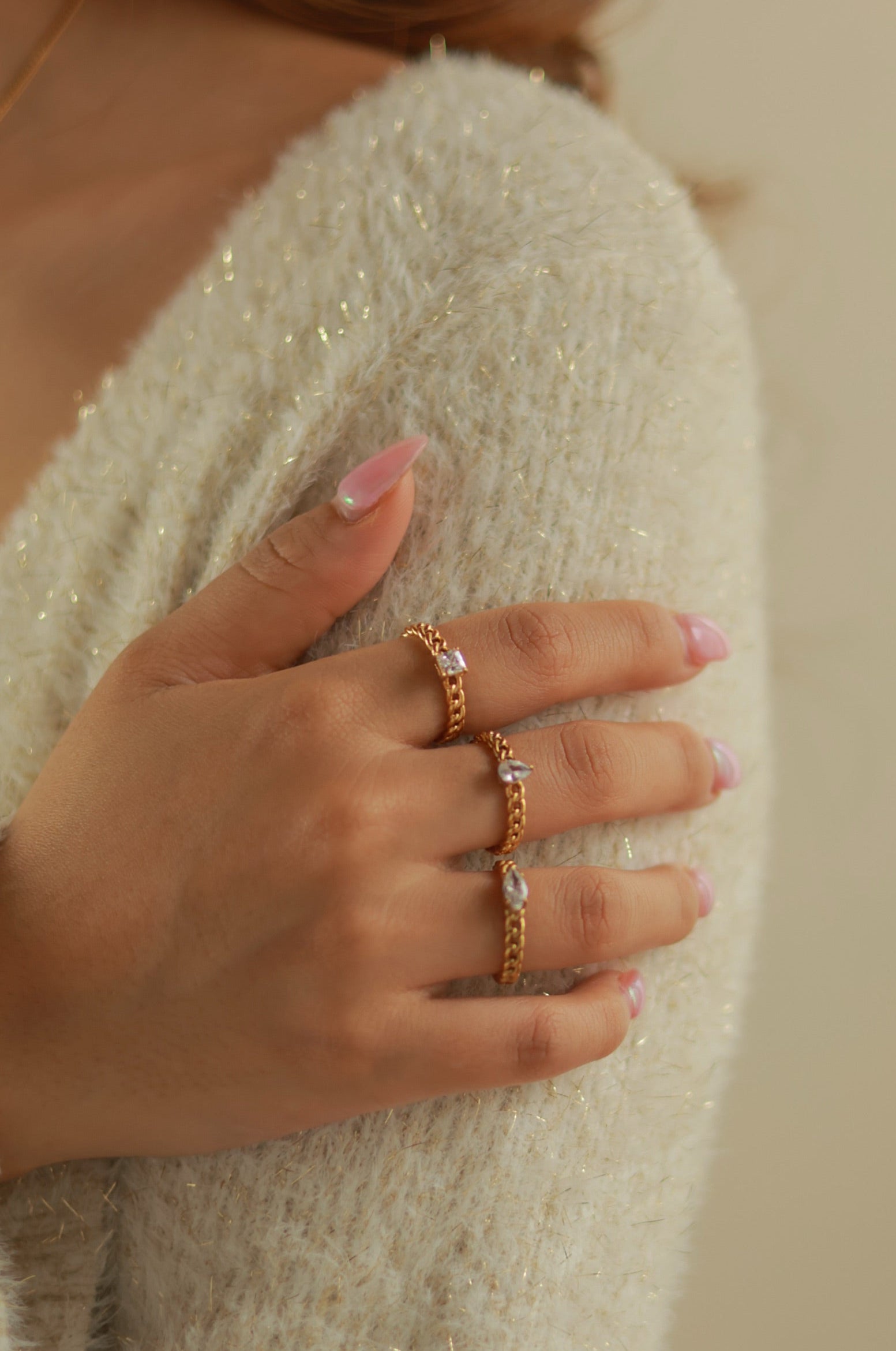 Chain & Rhinestone Rings