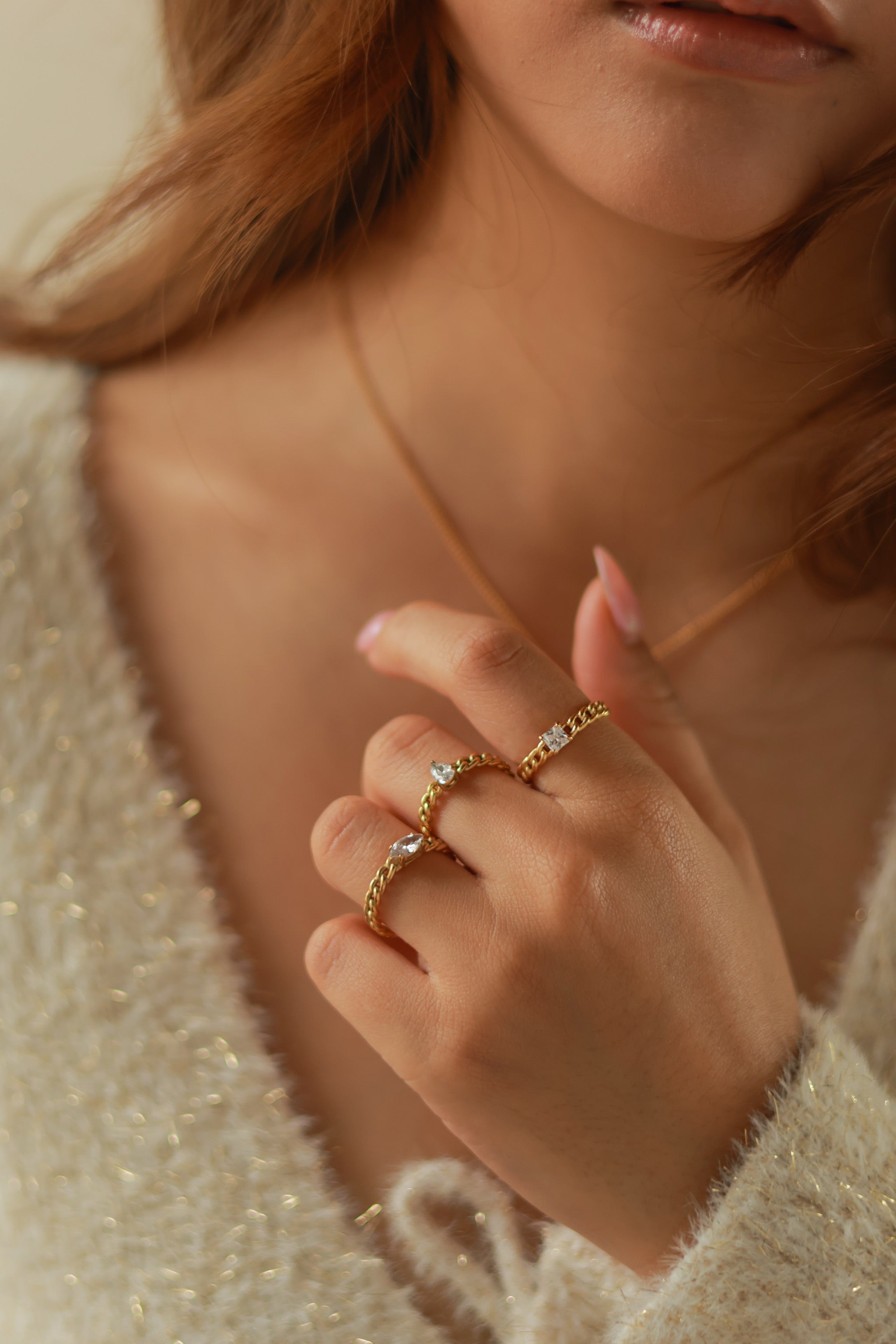 Chain & Rhinestone Rings