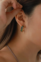 Teal Geometric Enamel Hoops