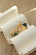 Teal Geometric Enamel Hoops