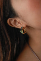 Teal Geometric Enamel Hoops