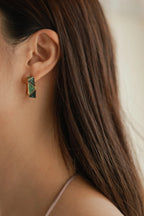 Teal Geometric Enamel Hoops