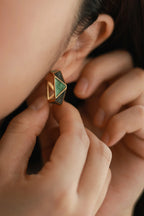 Teal Geometric Enamel Hoops