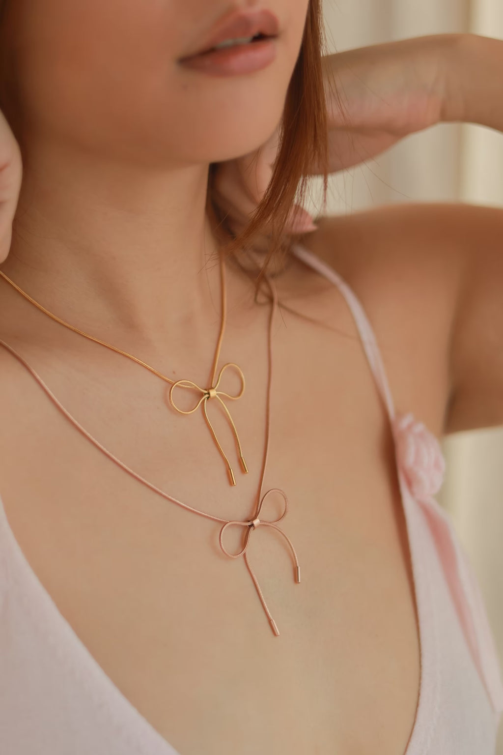 Pink Bow Necklace