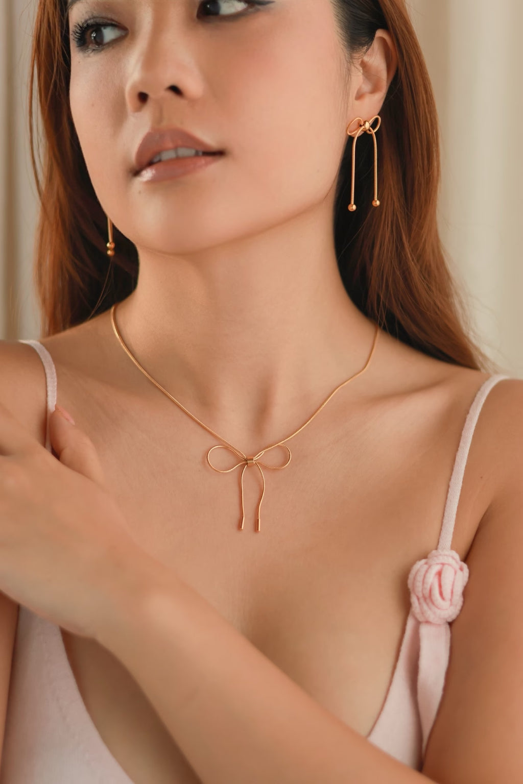Pink Bow Necklace