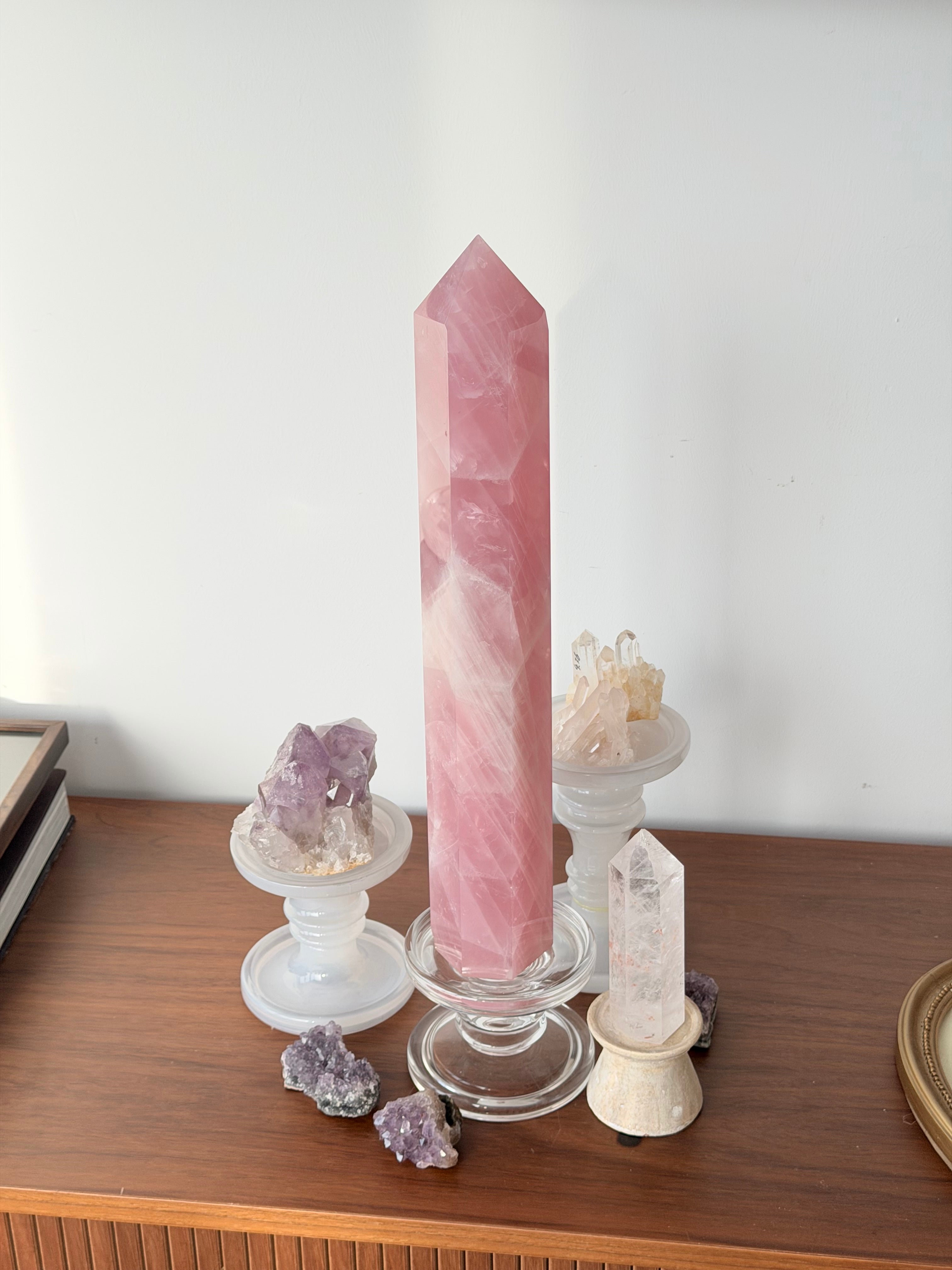 Extra Large Rose Quartz Crystal Tower