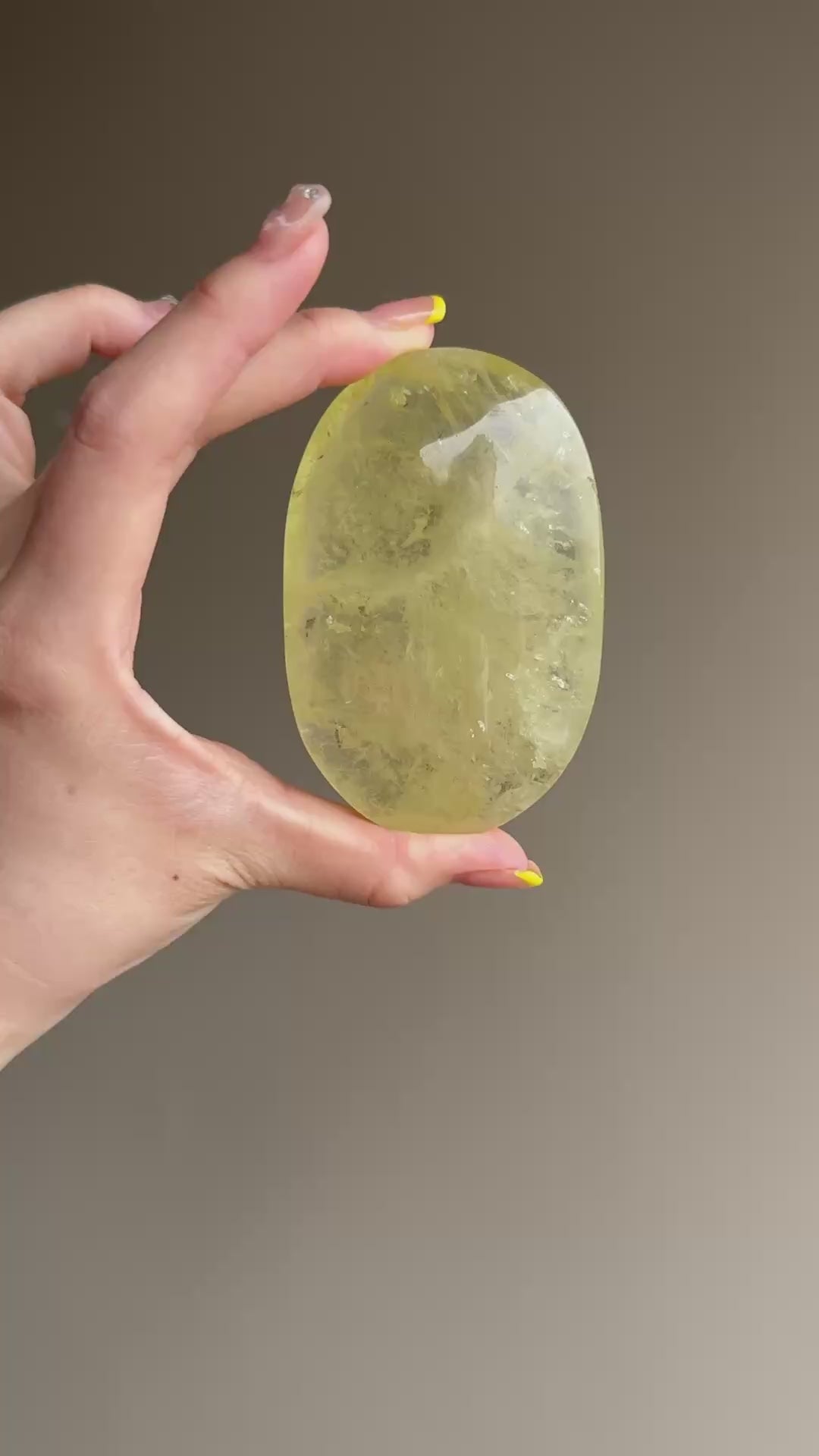 Large Yellow Citrine Palm Stone