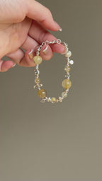 Gold Rutilated Quartz & 925 Sterling Silver Bracelet
