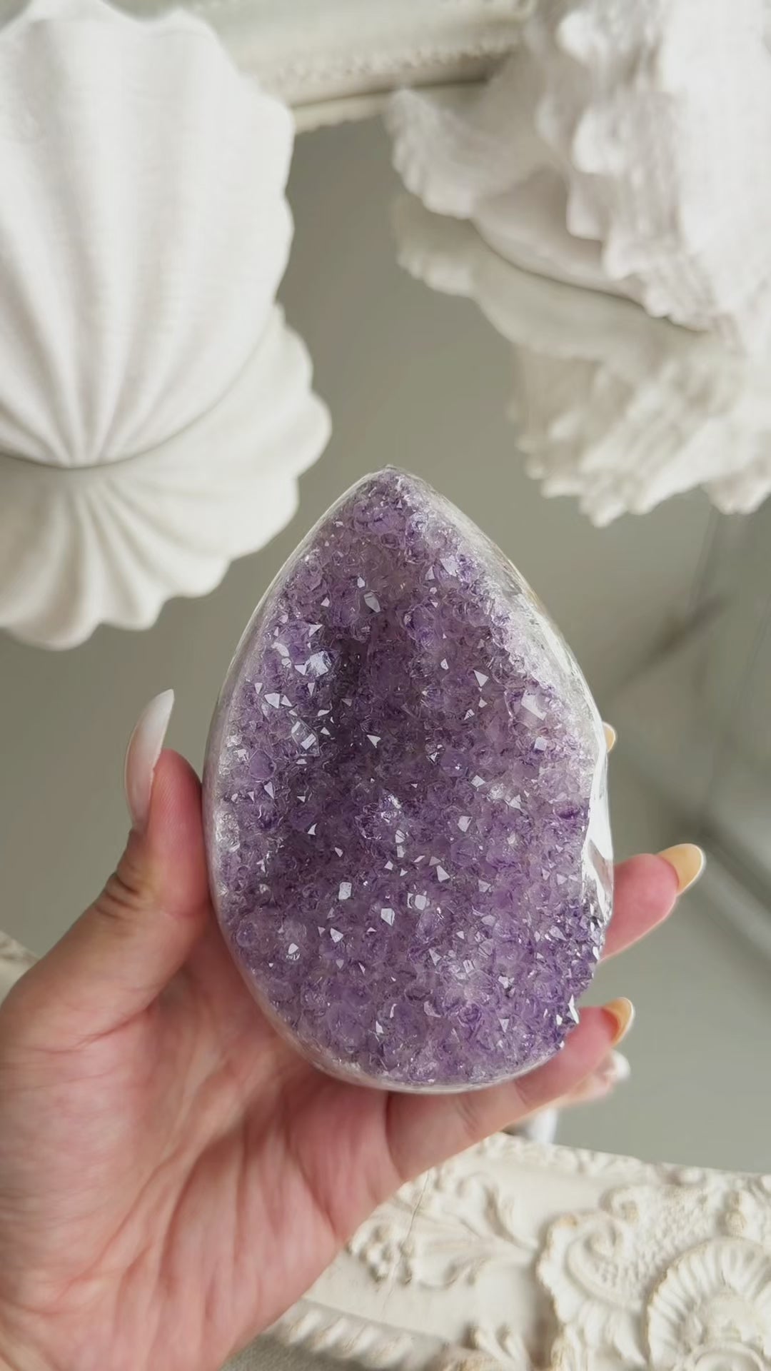 Brazilian Amethyst Druzy Egg #C (Stand Included)