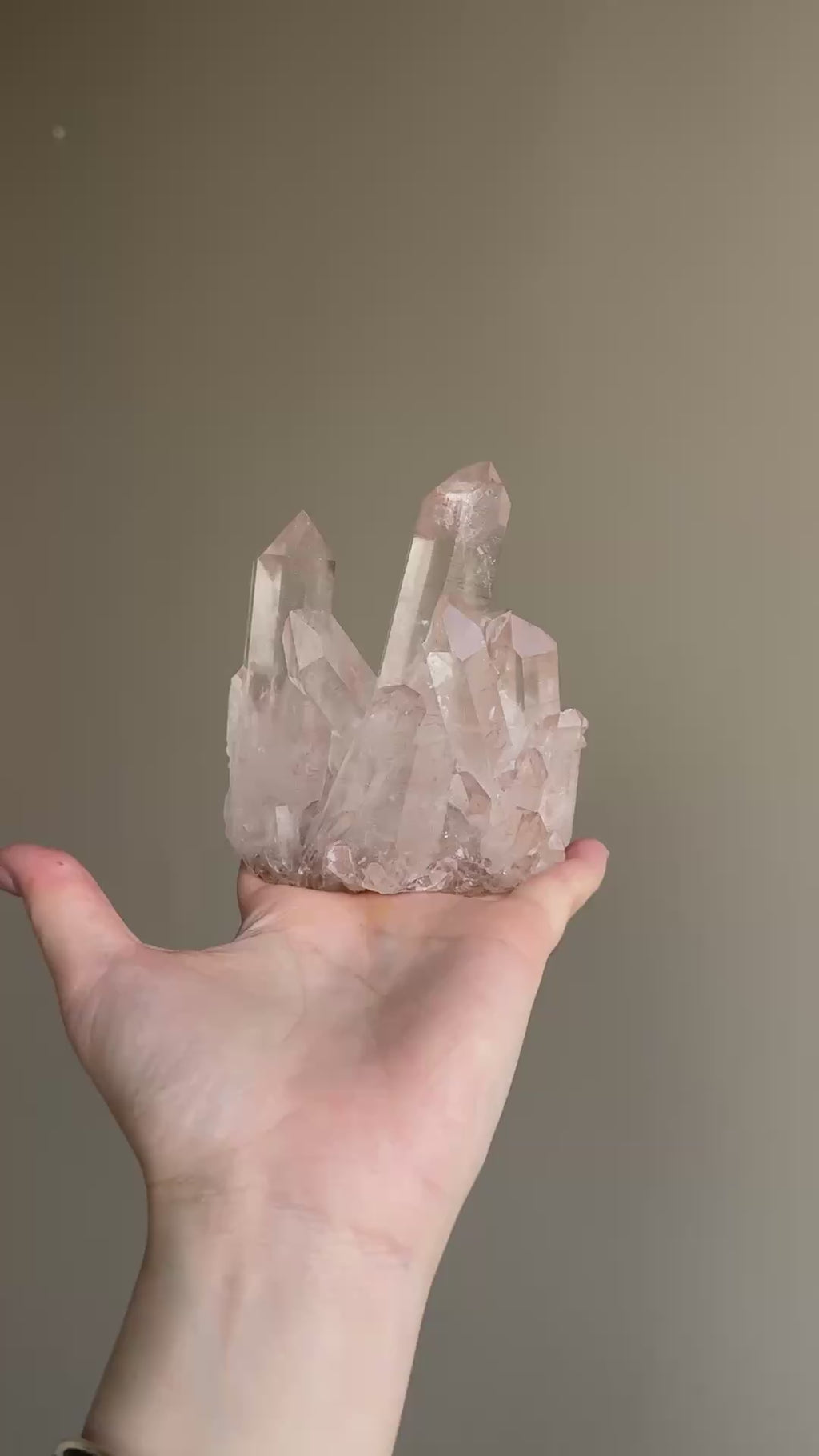 Madagascar Pink Hue Clear Quartz Cluster