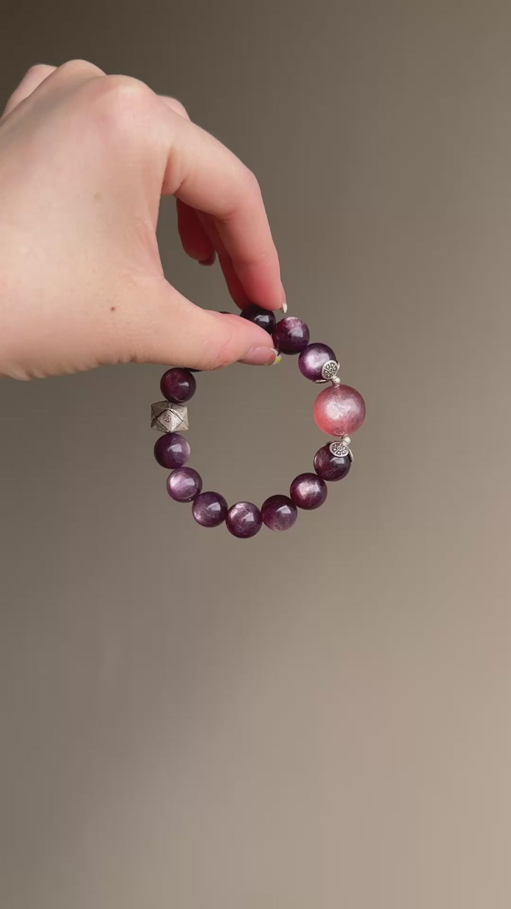Purple Lepidolite & Pink Lepidolite Bracelet