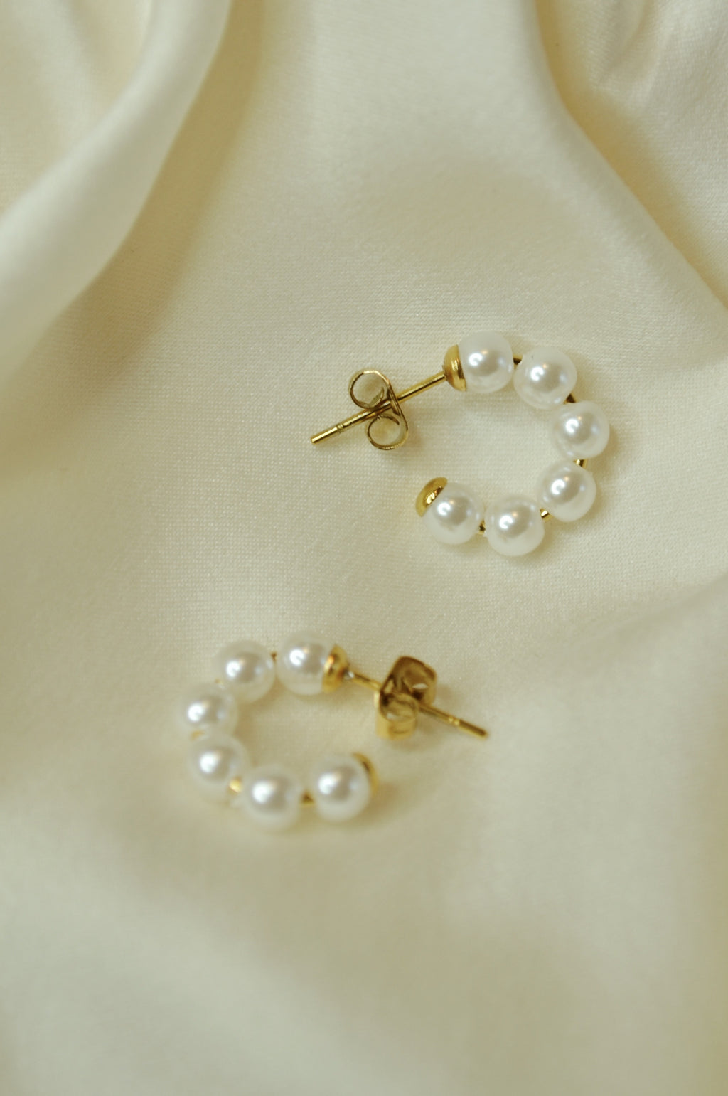 mini pearl hoop earrings  