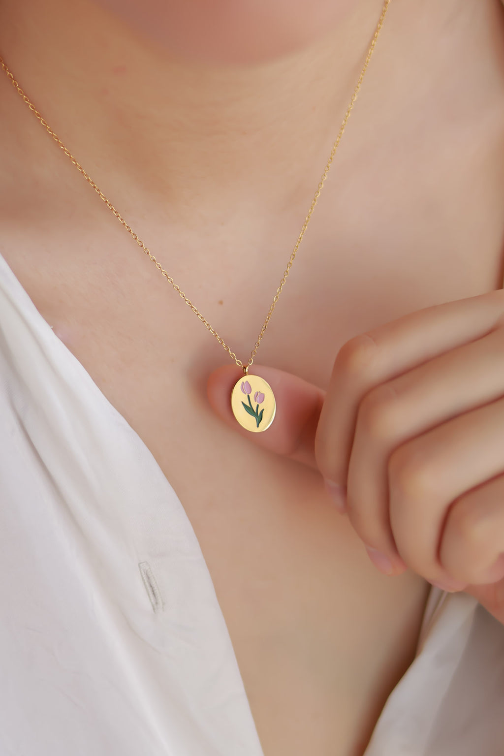 Pink Tulip Necklace
