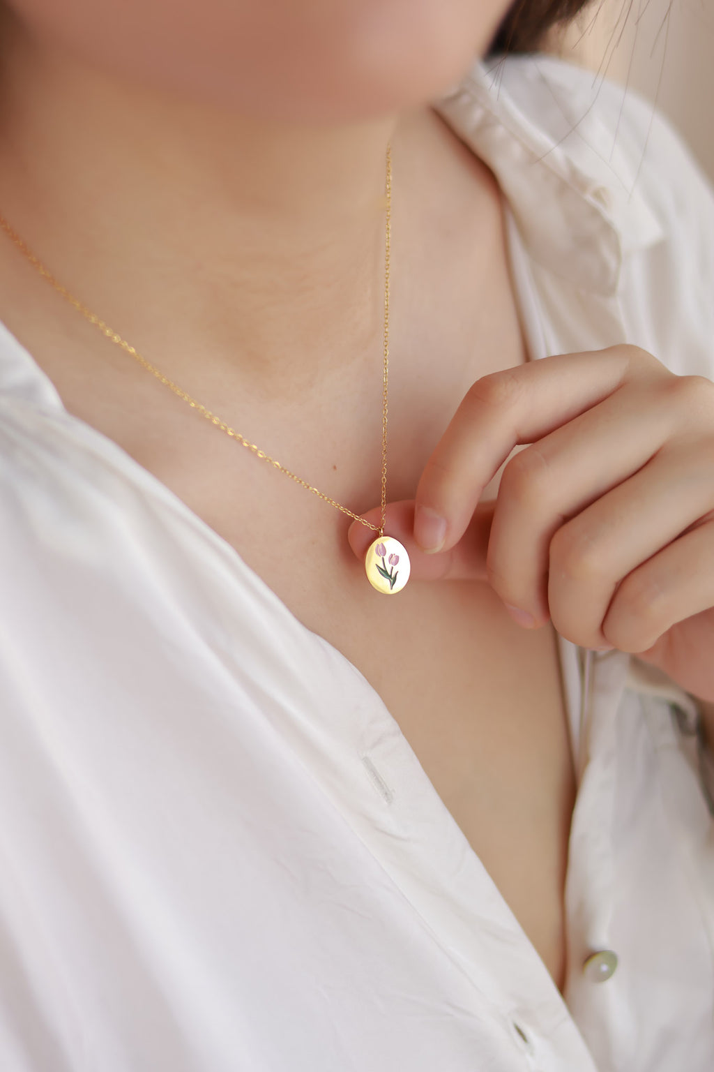 Pink Tulip Necklace