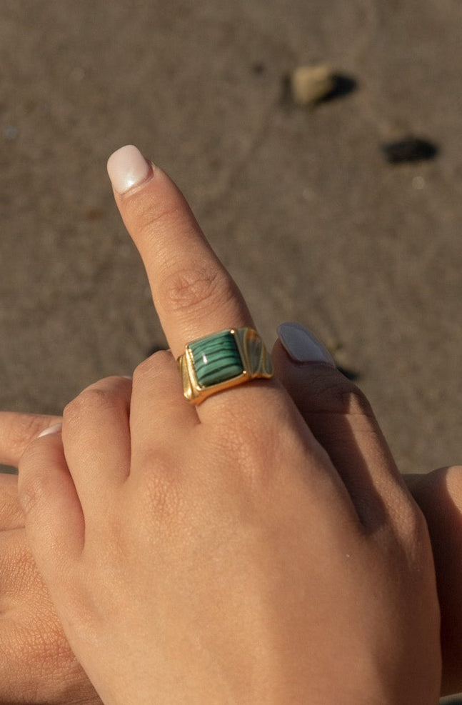 Square Malachite Ring