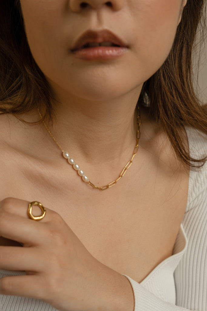 Paperclip Chain & Pearl Necklace