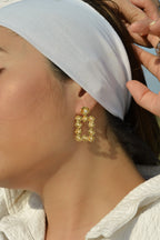 Floral Pearl Rectangle Earrings