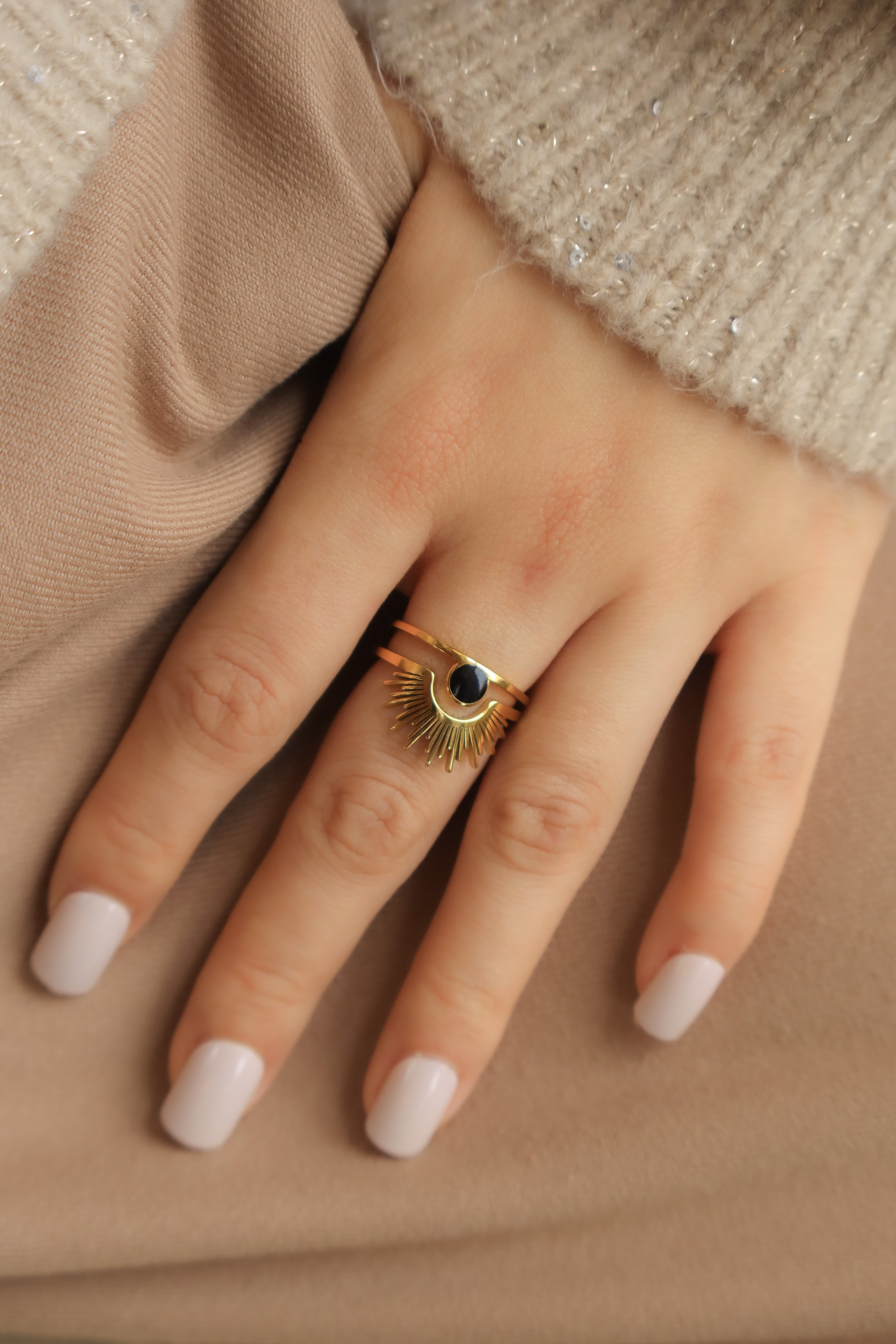 Sunburst Onyx Ring Set