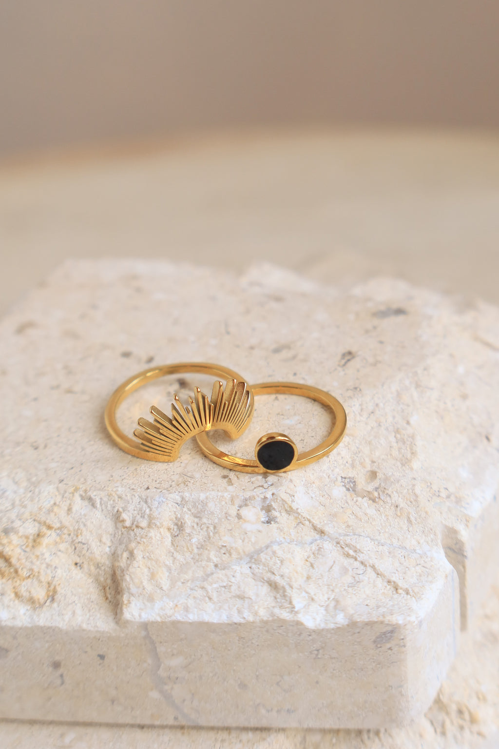 Sunburst Onyx Ring Set