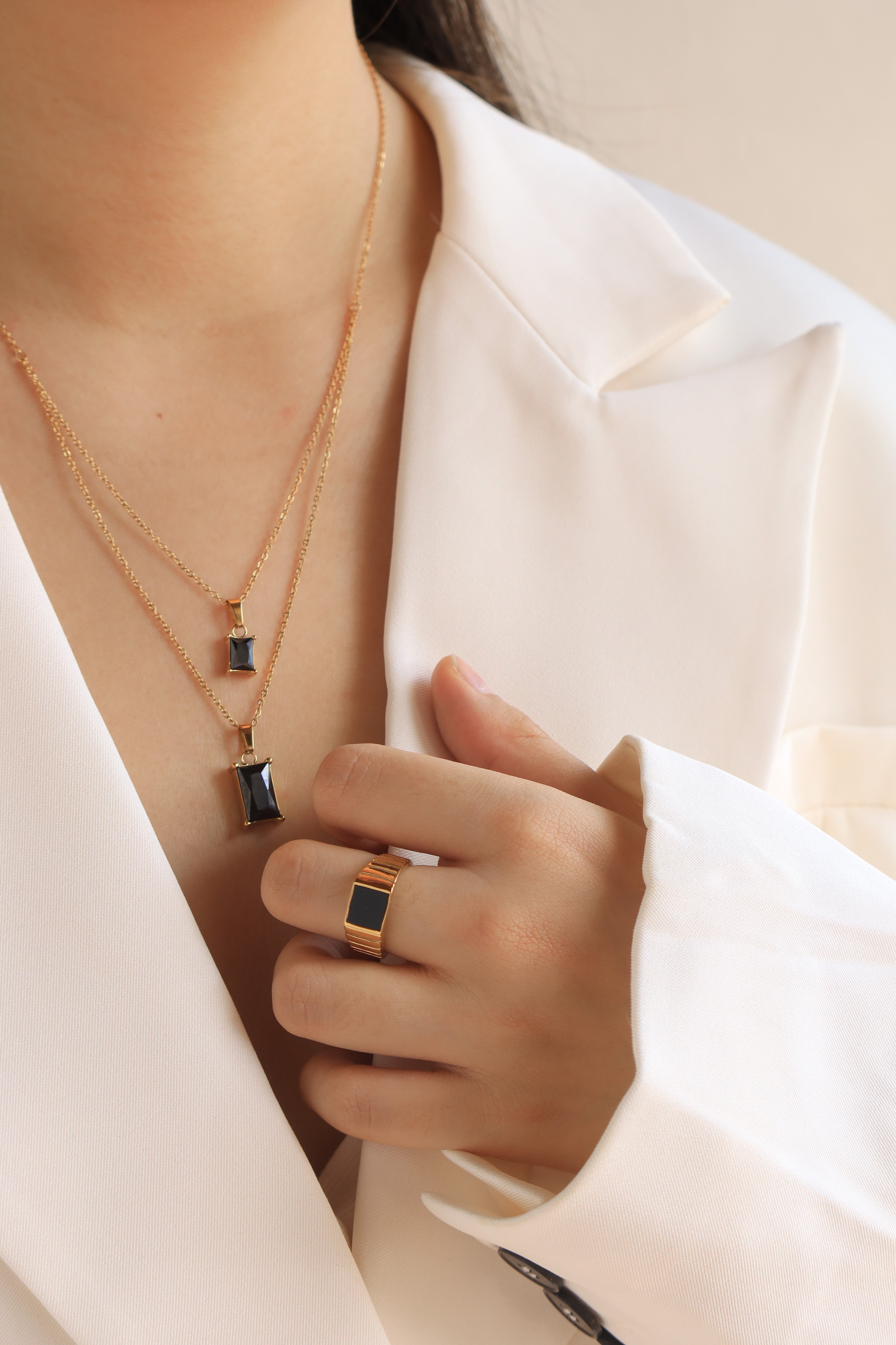 Black Enamel Watch Band Ring