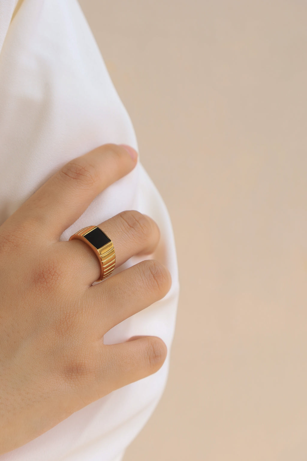 Black Enamel Watch Band Ring