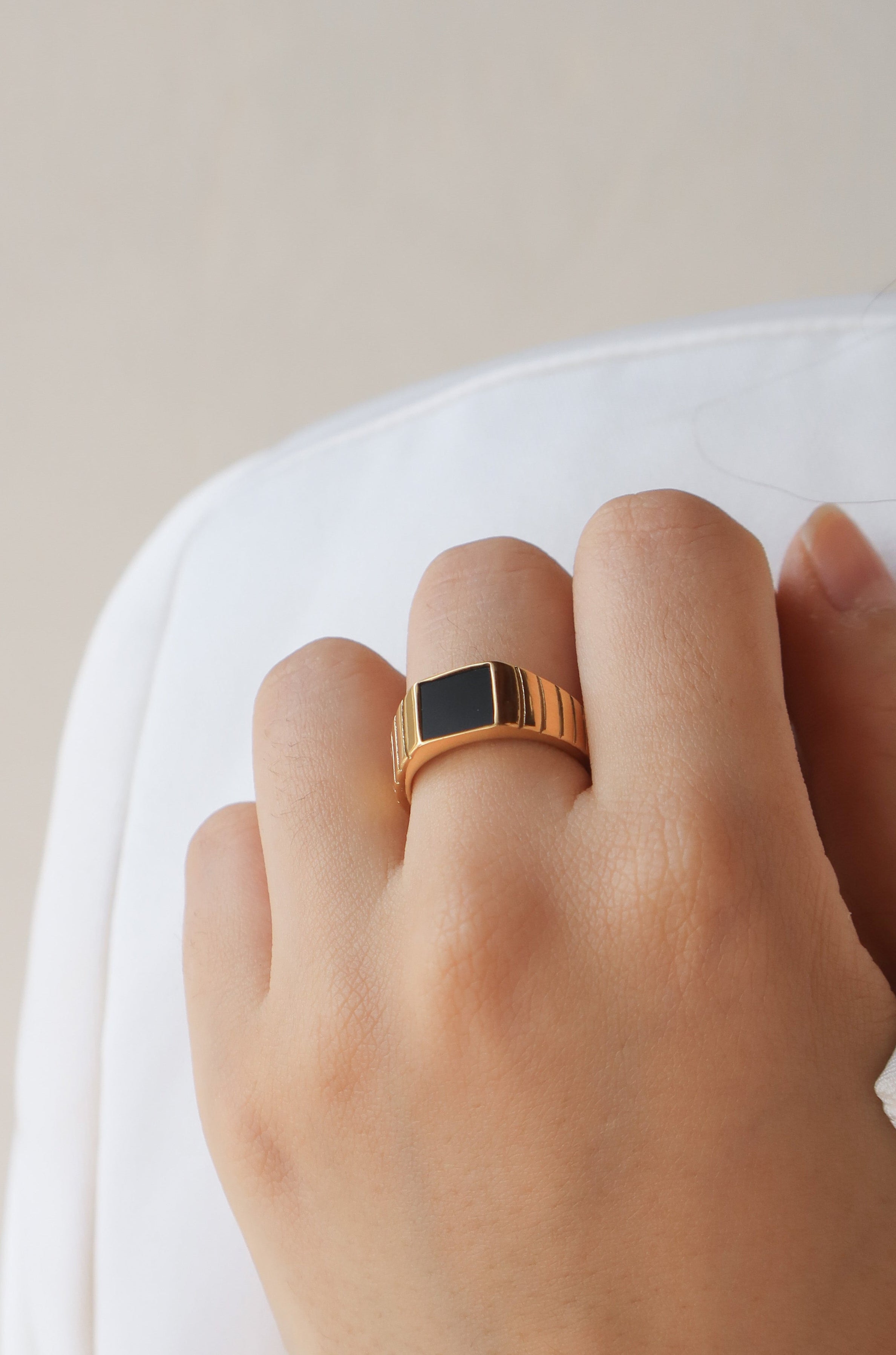 Black Enamel Watch Band Ring