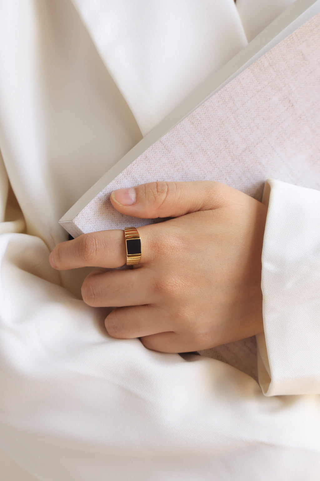 Black Enamel Watch Band Ring