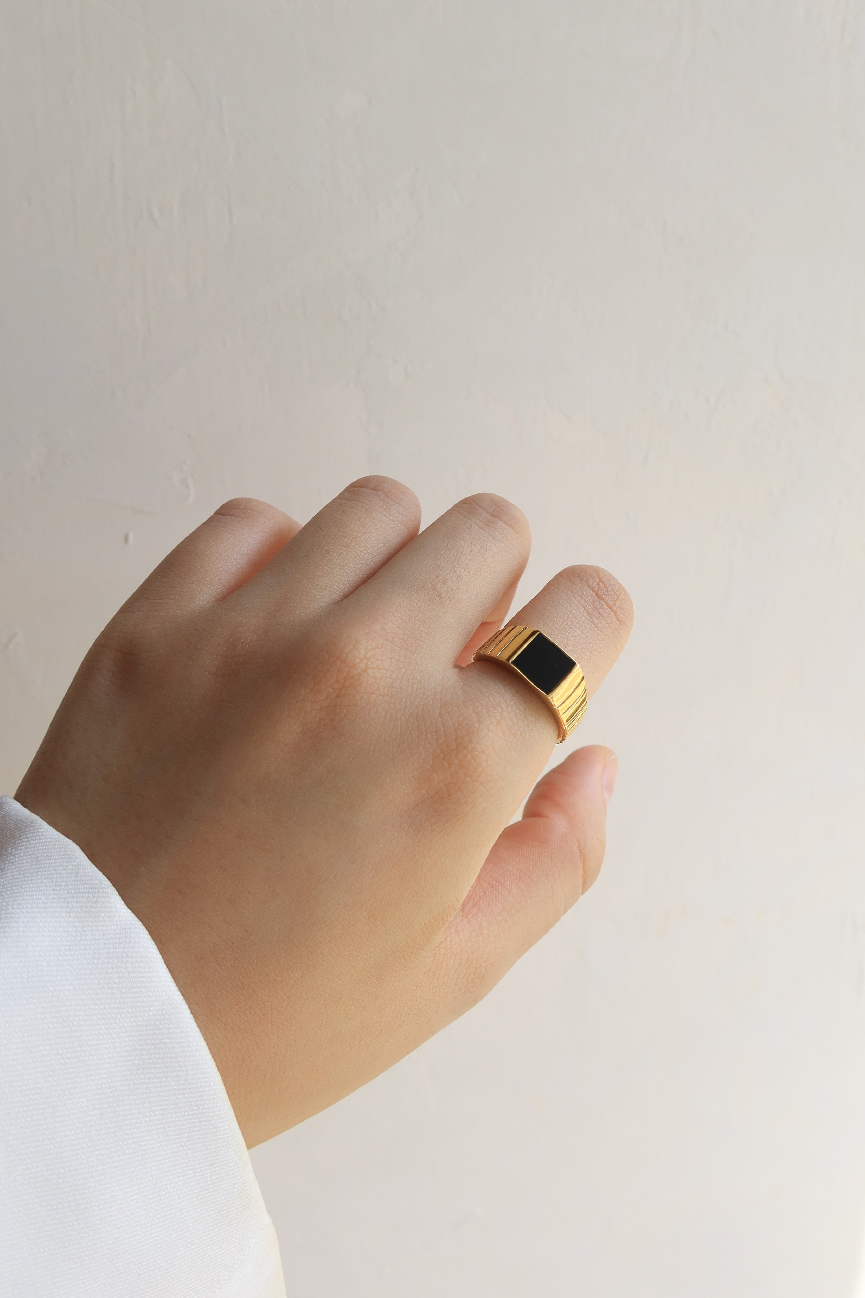 Black Enamel Watch Band Ring