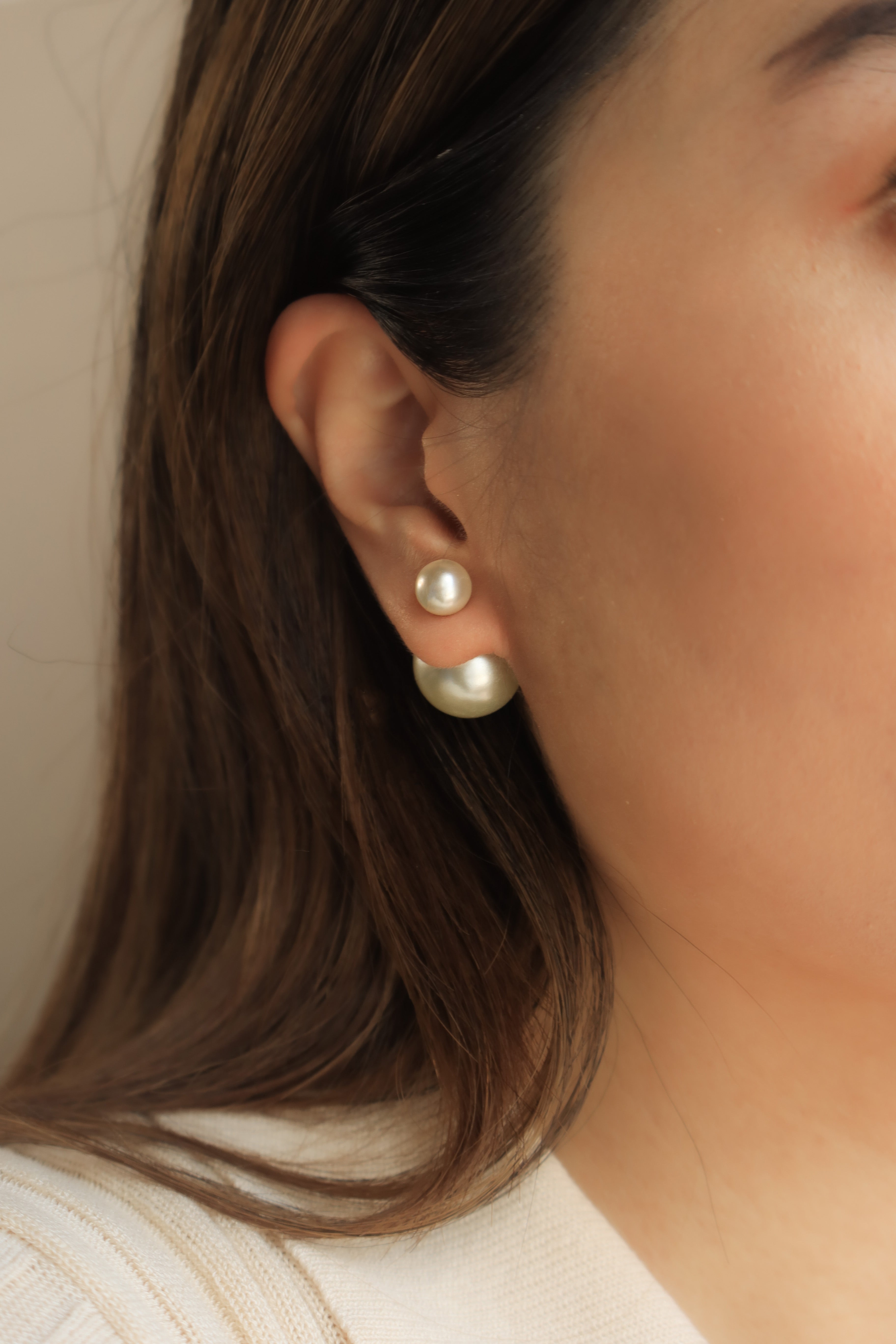 Double Side Pearl Studs