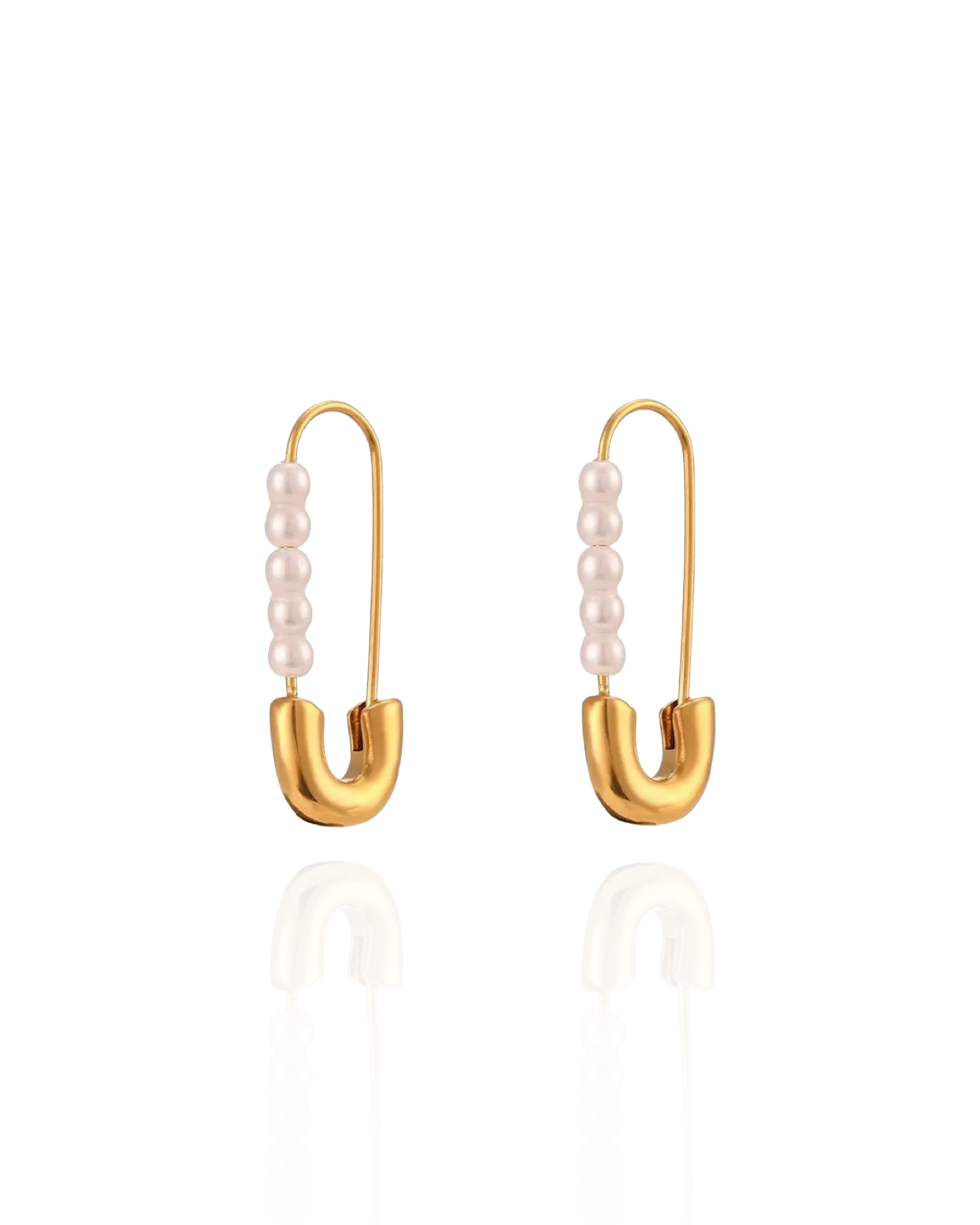 Safety Pin Pearl Earrings
