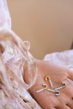 Safety Pin Pearl Earrings