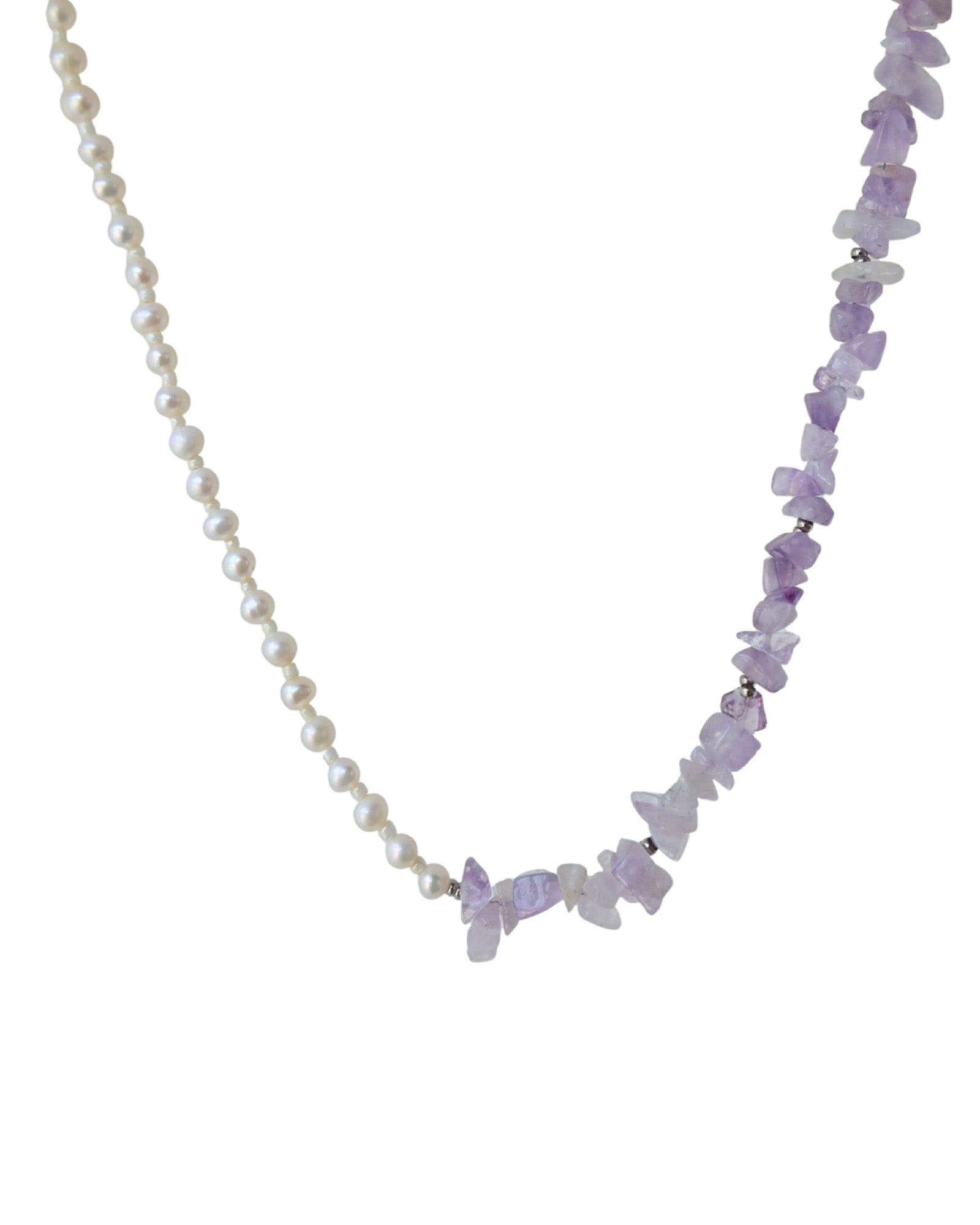 Lavender Amethyst & Pearl Beaded Necklace