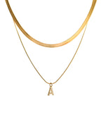 Pavé Initial & Snake Chain Layering Set