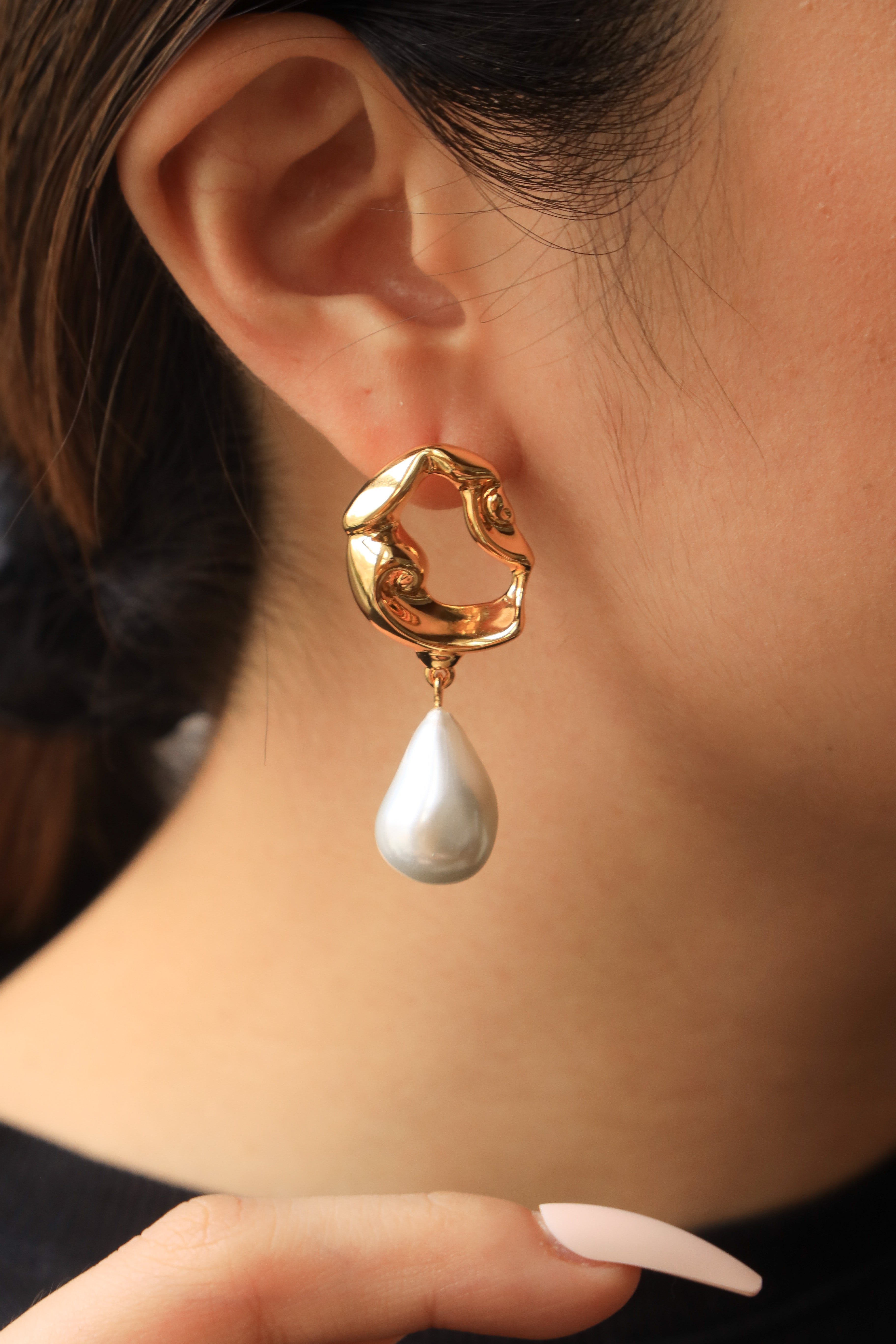 Abstract Pearl Earrings