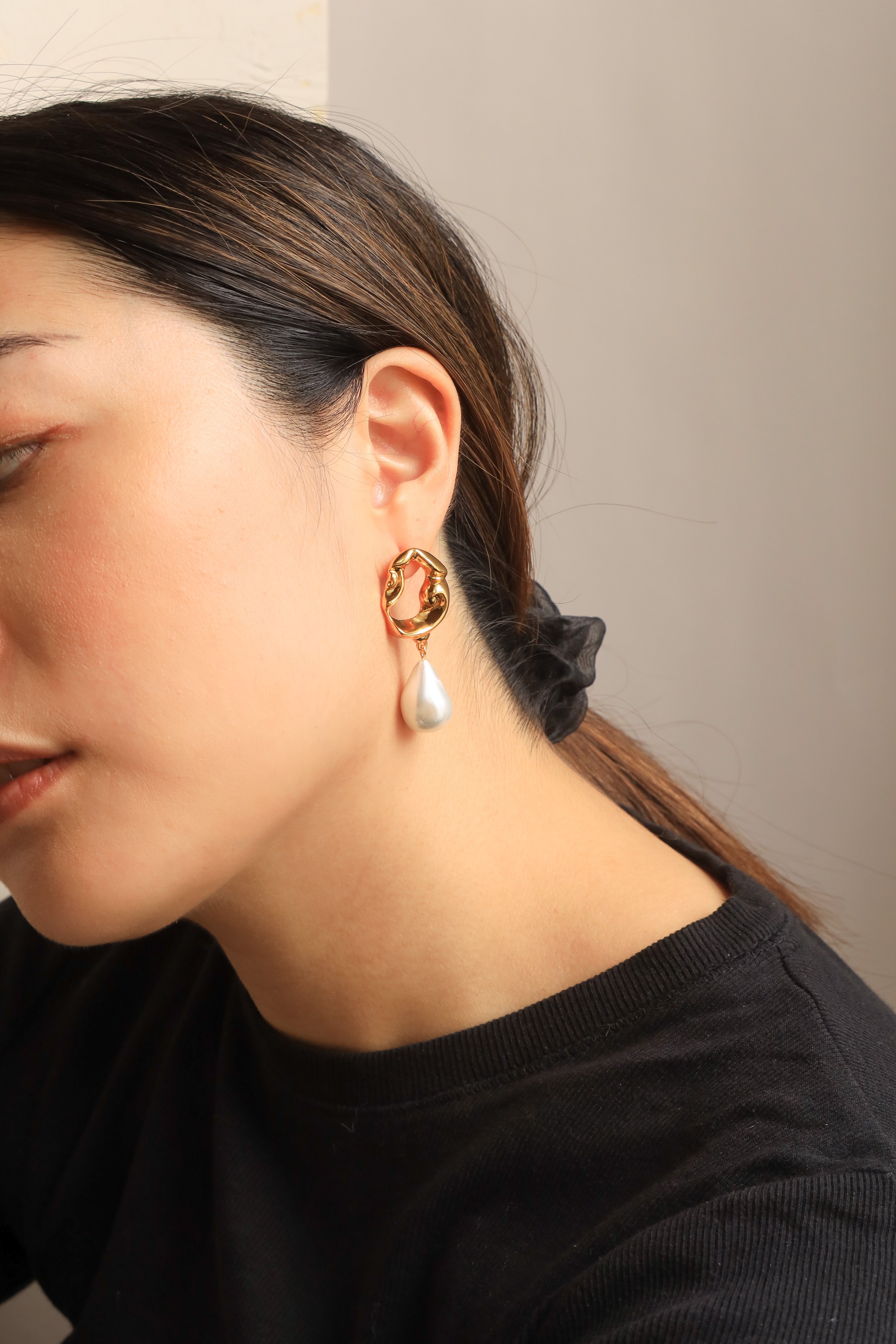 Abstract Pearl Earrings
