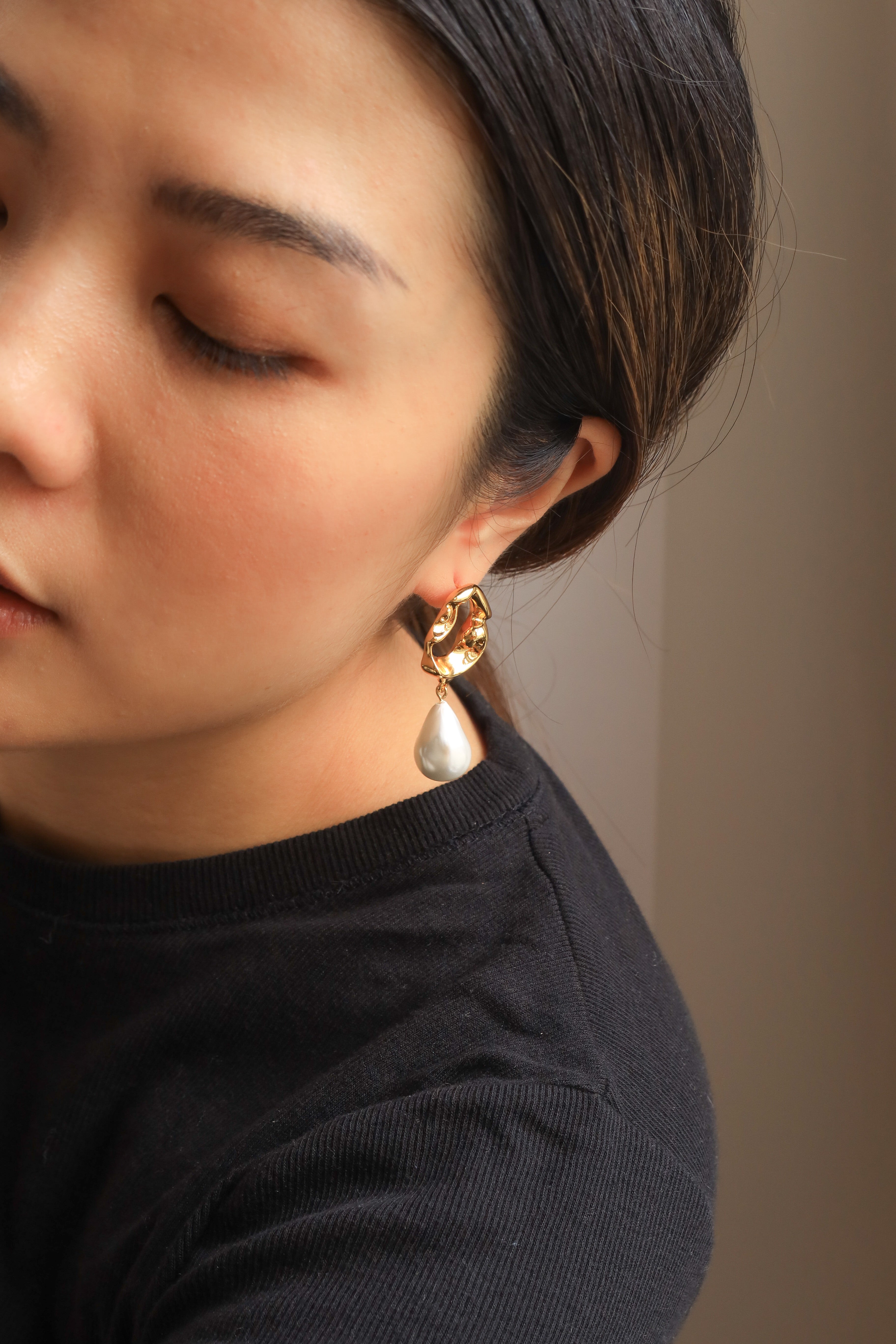 Abstract Pearl Earrings