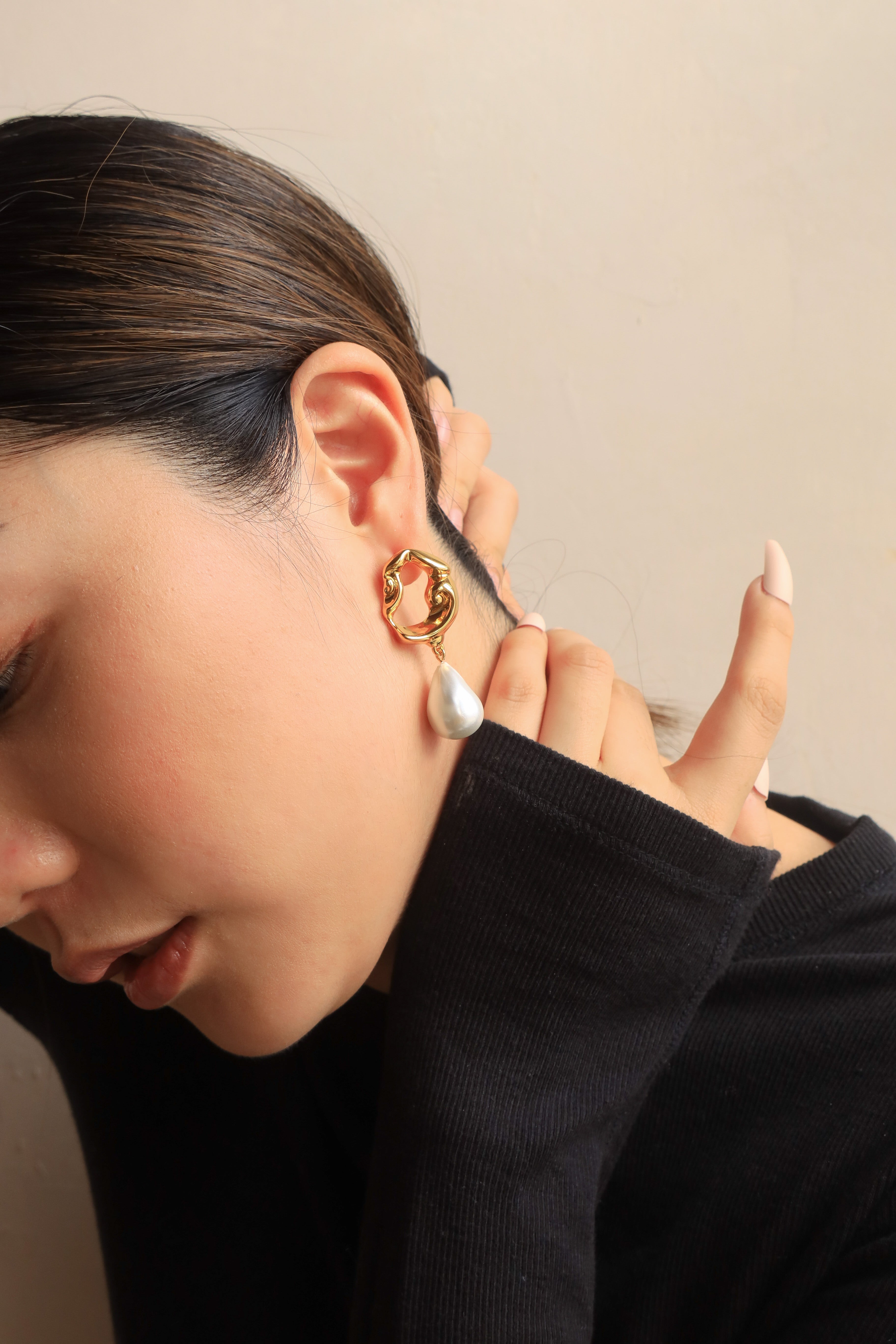 Abstract Pearl Earrings