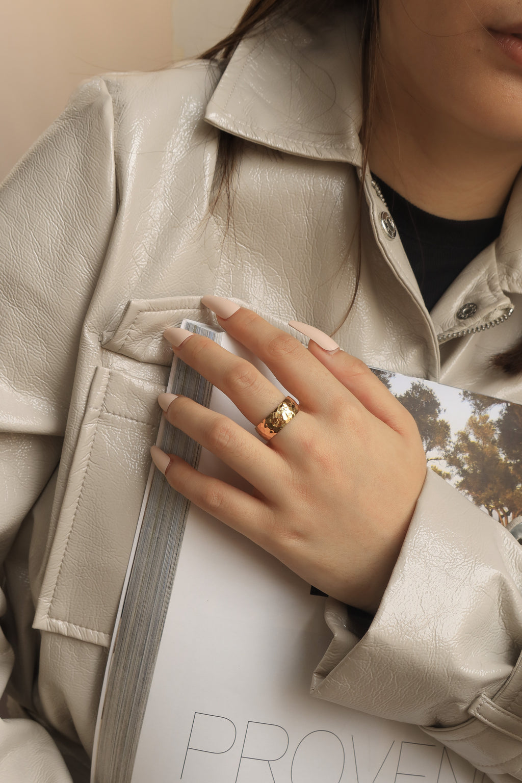 Glossy Hammered Ring