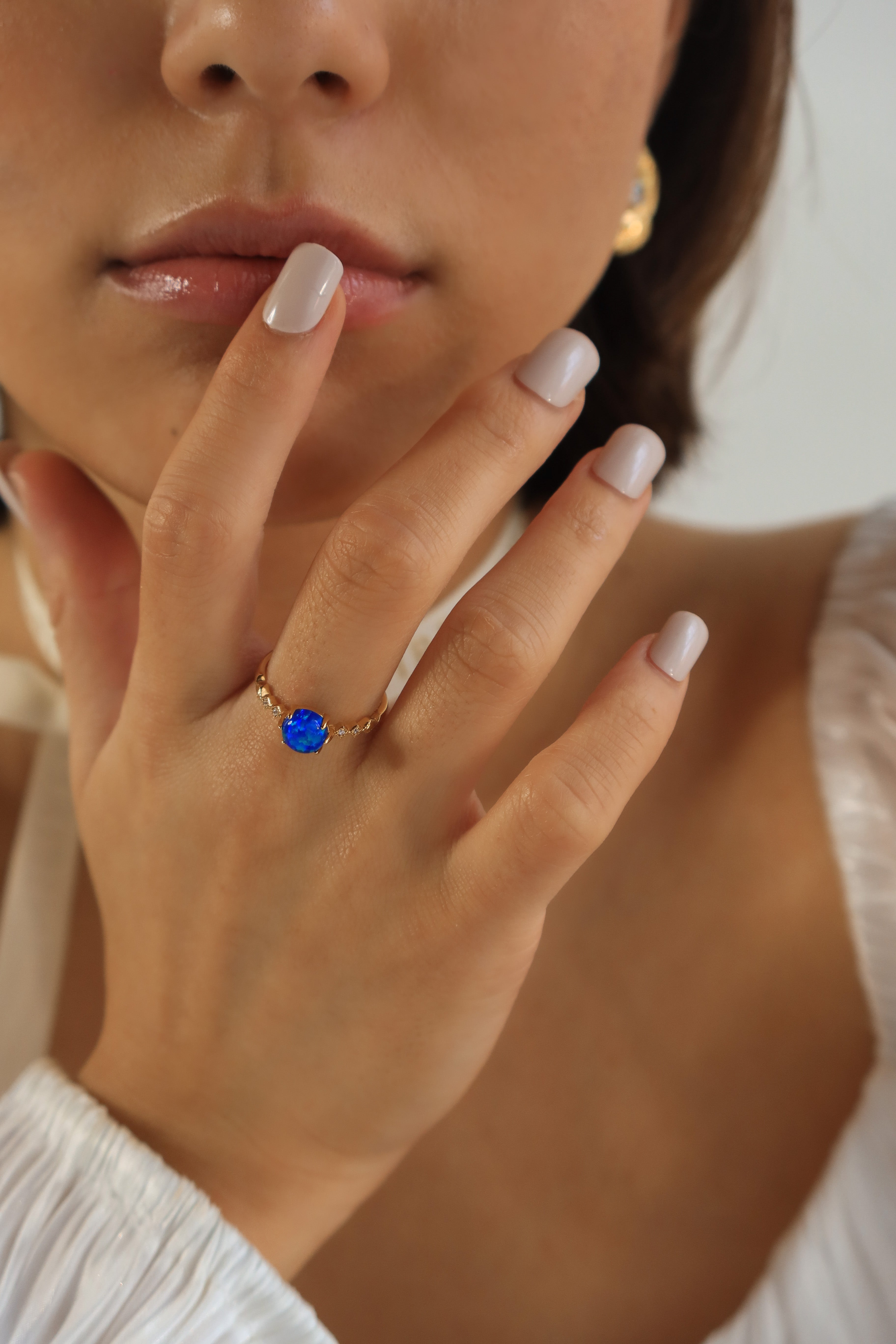 Blue Opal Galaxy Ring