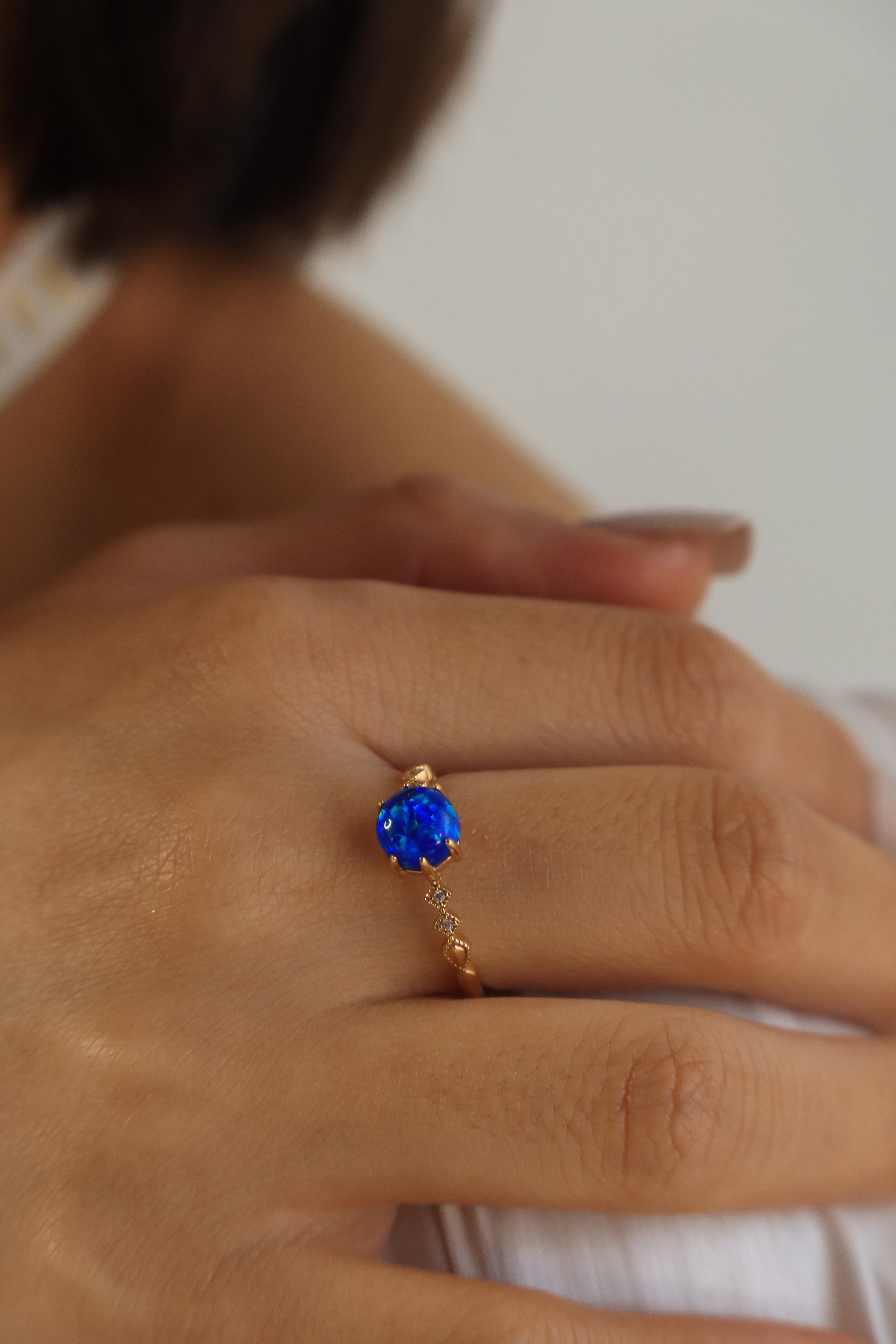 Blue Opal Galaxy Ring