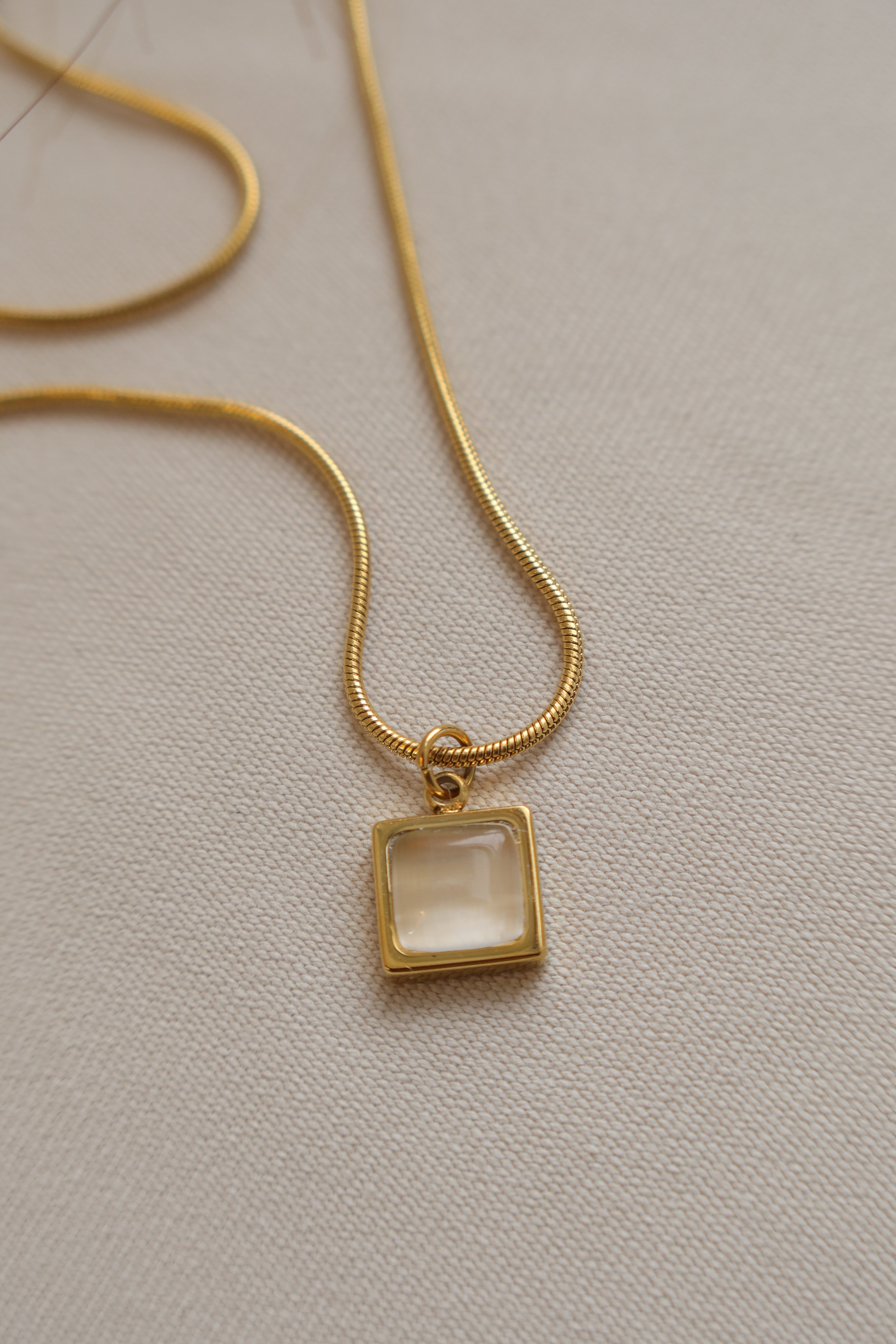 Square Clear Quartz Necklace