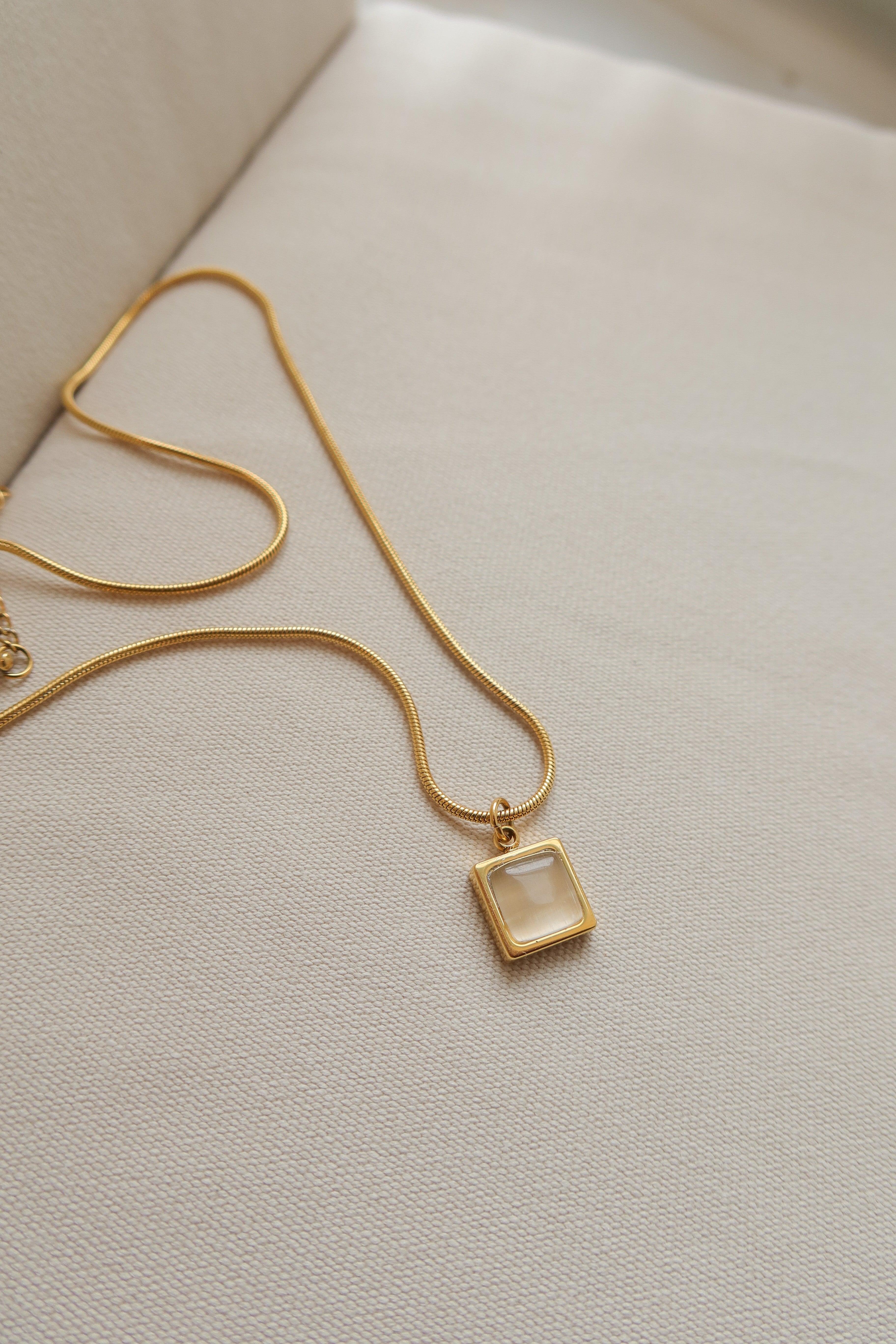 Square Clear Quartz Necklace