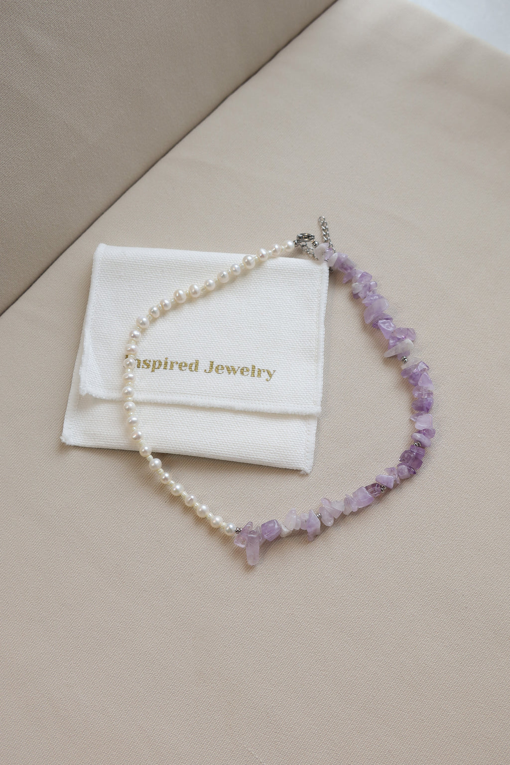 Lavender Amethyst & Pearl Beaded Necklace