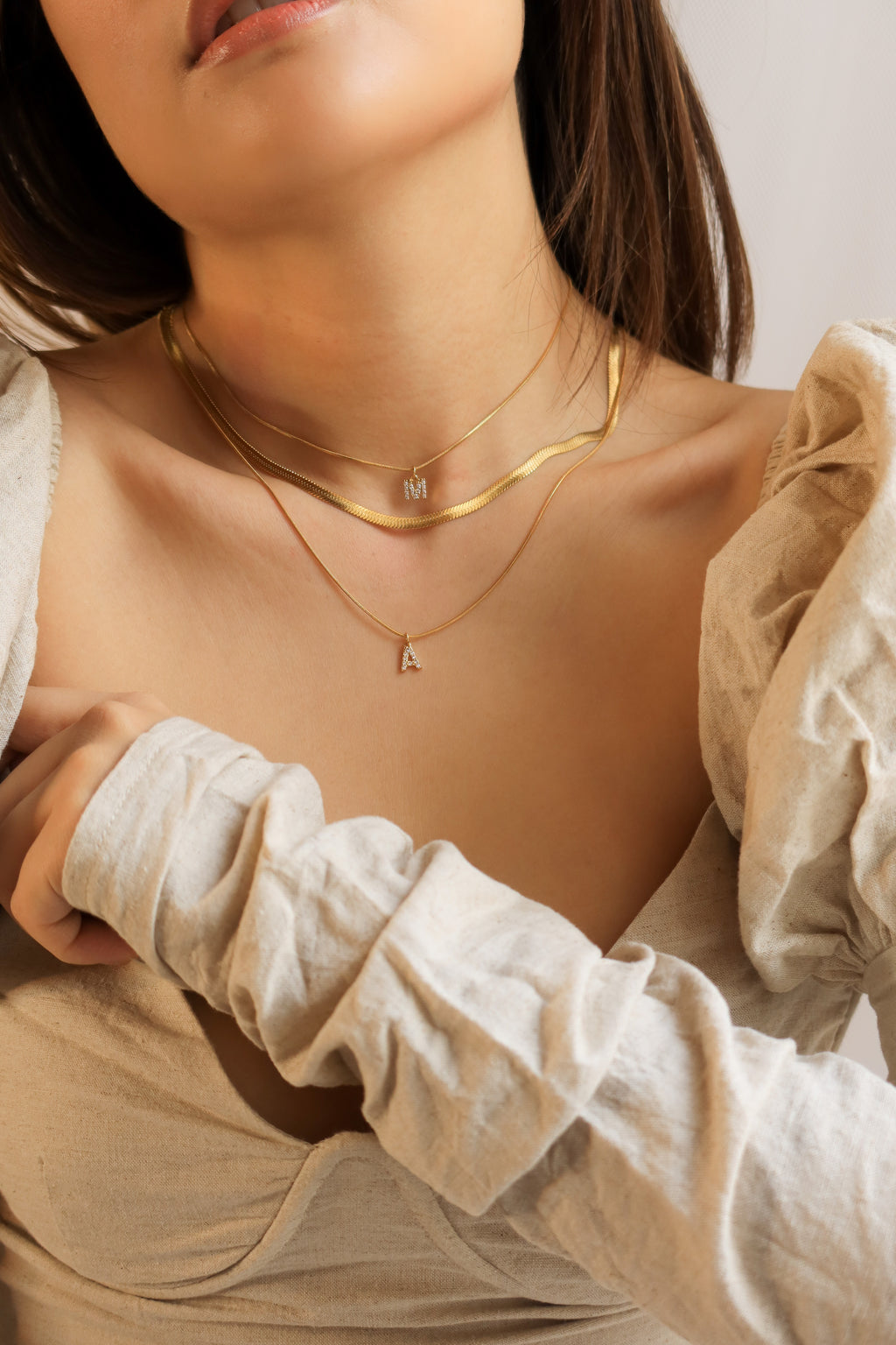 Pavé Initial & Snake Chain Layering Set