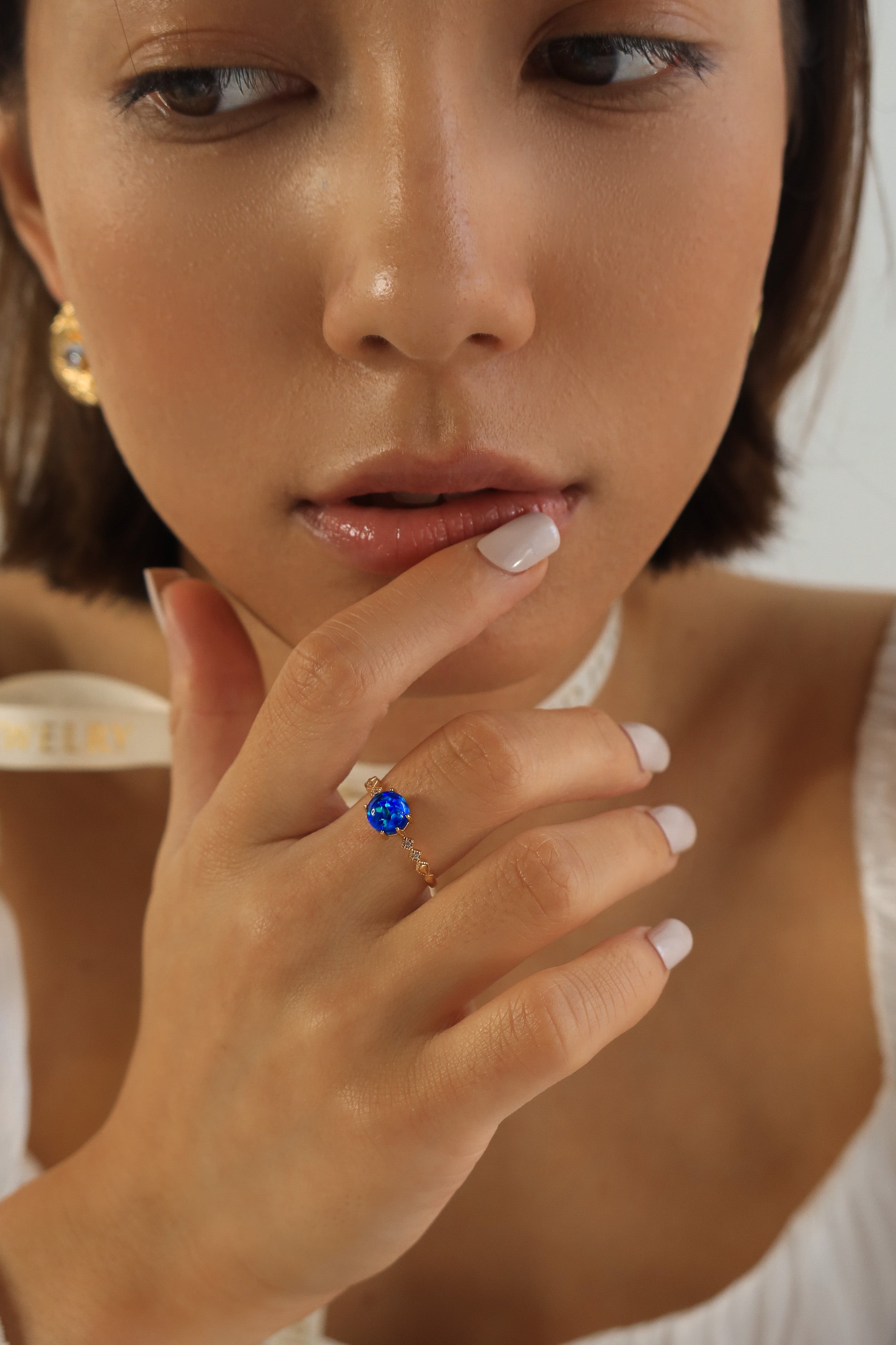 Blue Opal Galaxy Ring