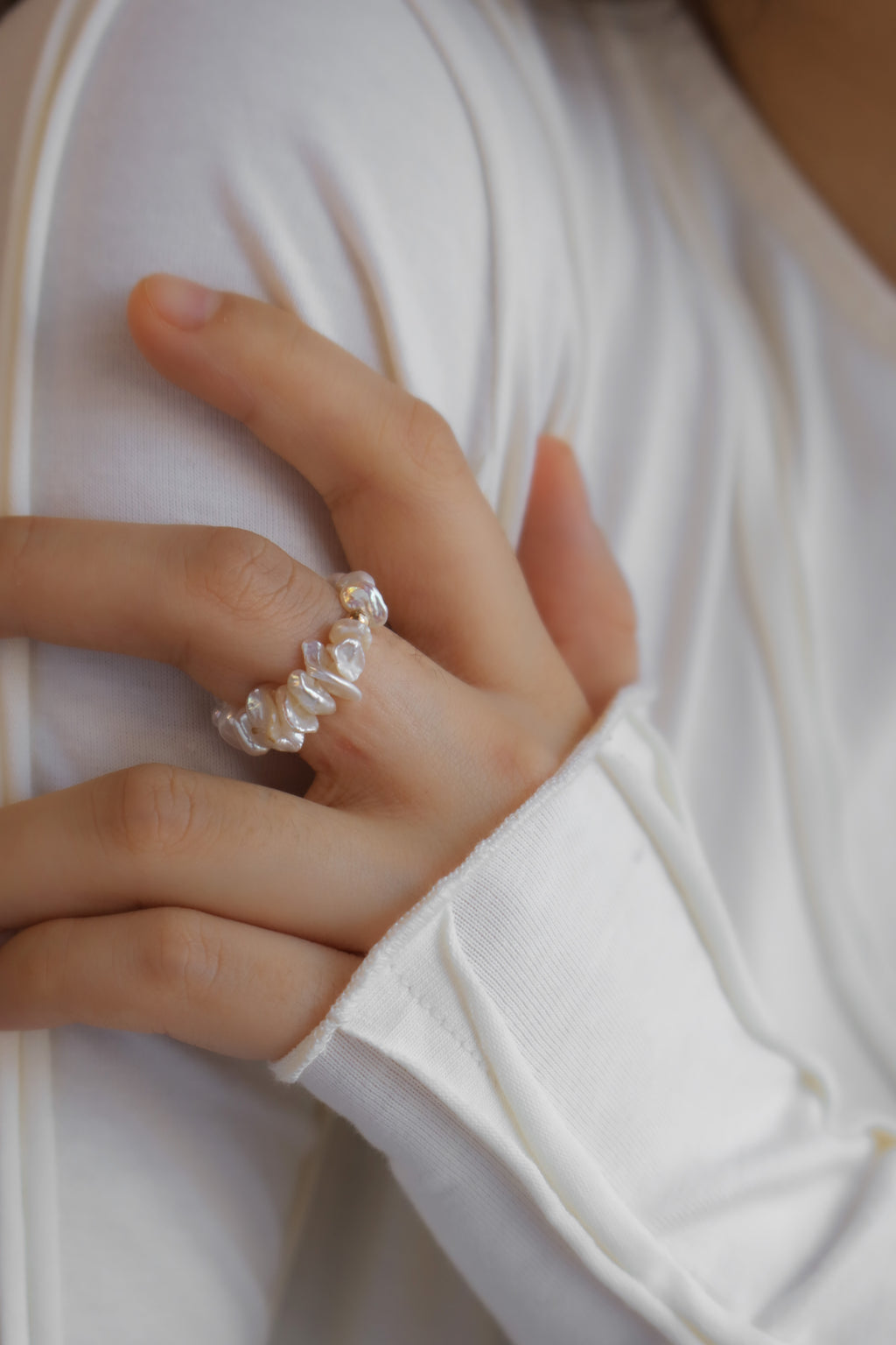Baroque Pearl Beaded Ring