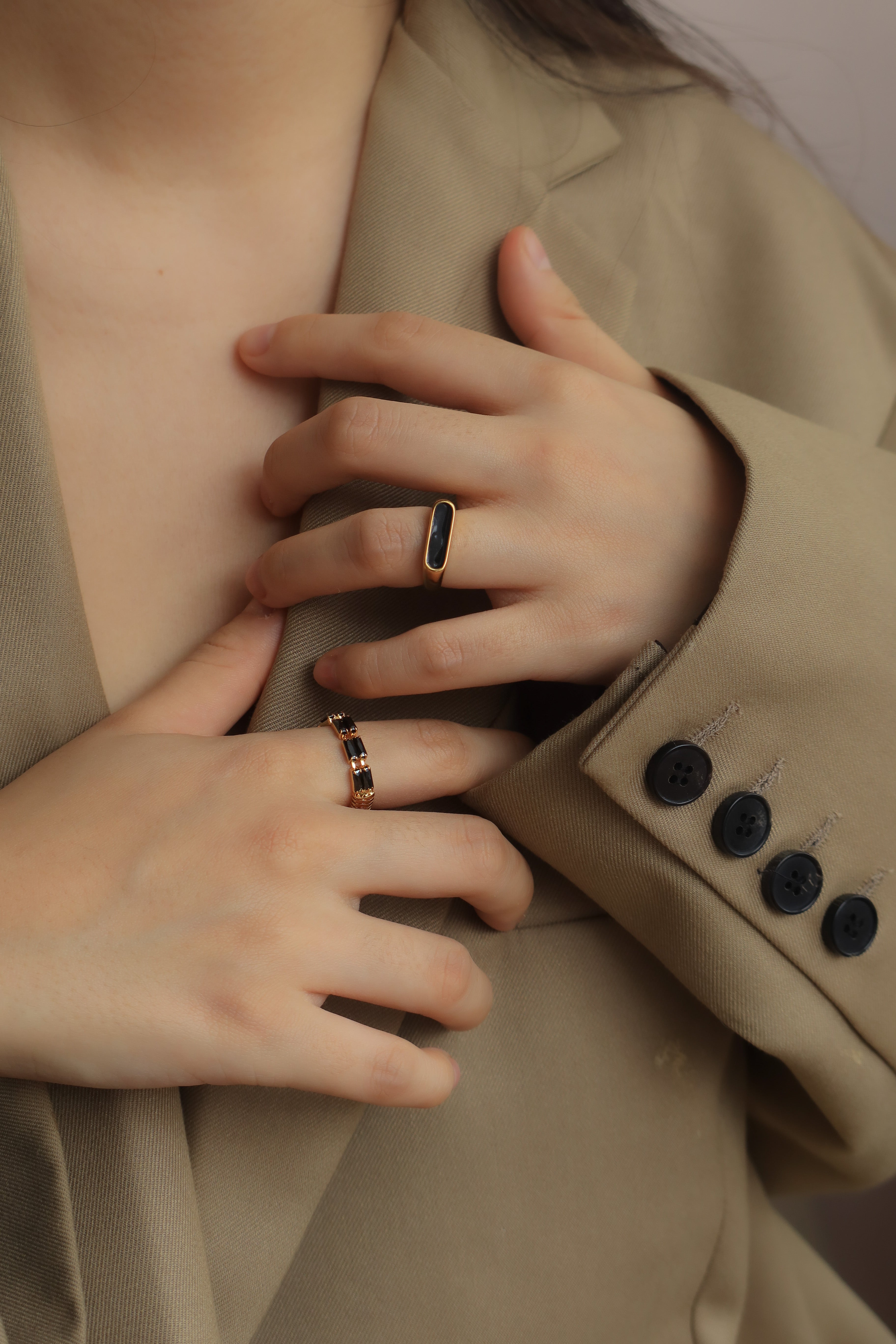 Black Enamel Bar Ring