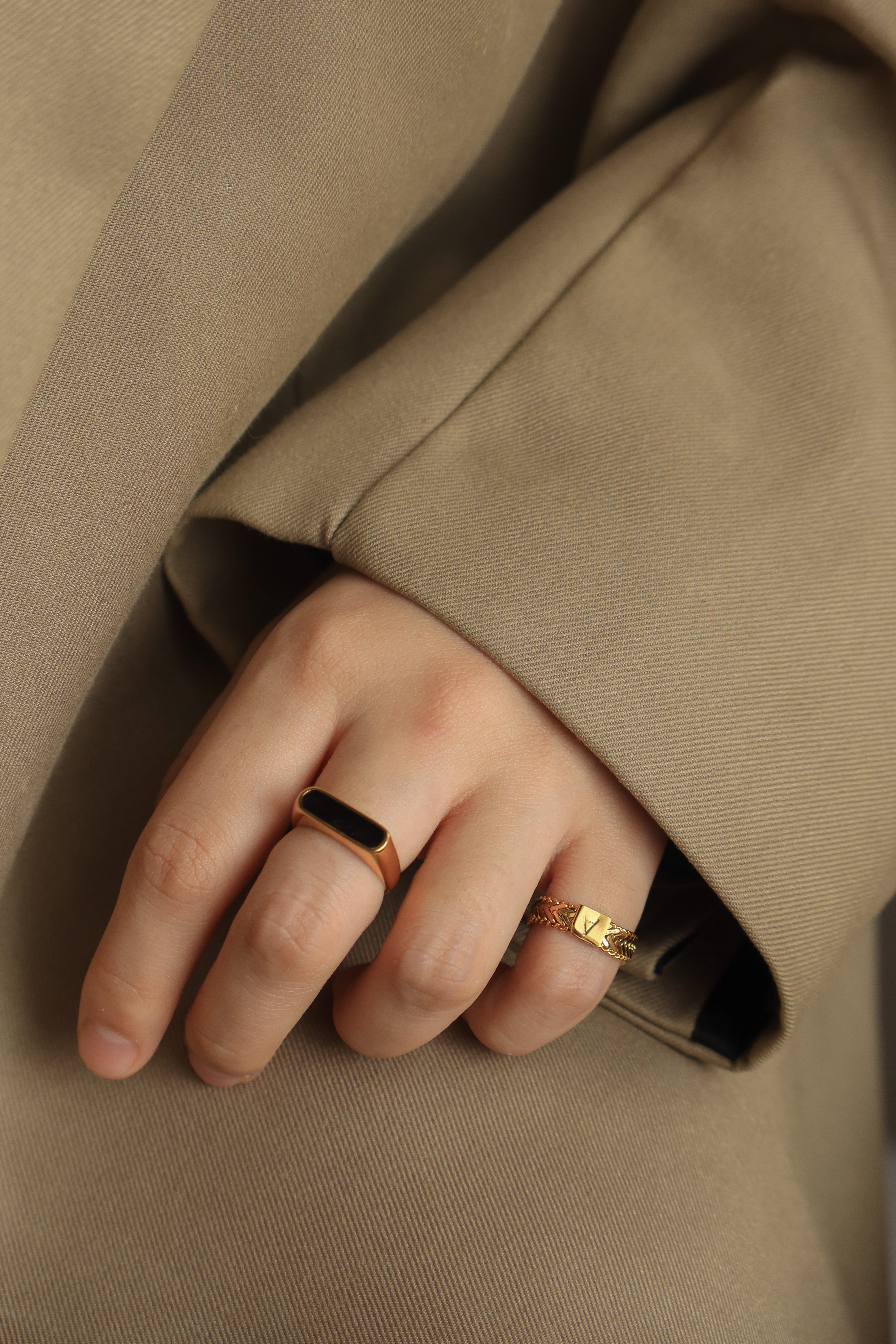 Black Enamel Bar Ring